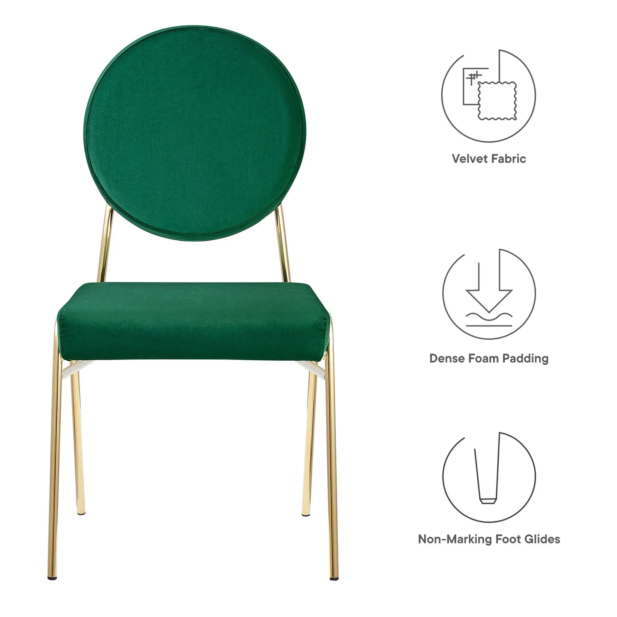 Performance Velvet Dining Side Chair with Gold Metal Base - Image 10