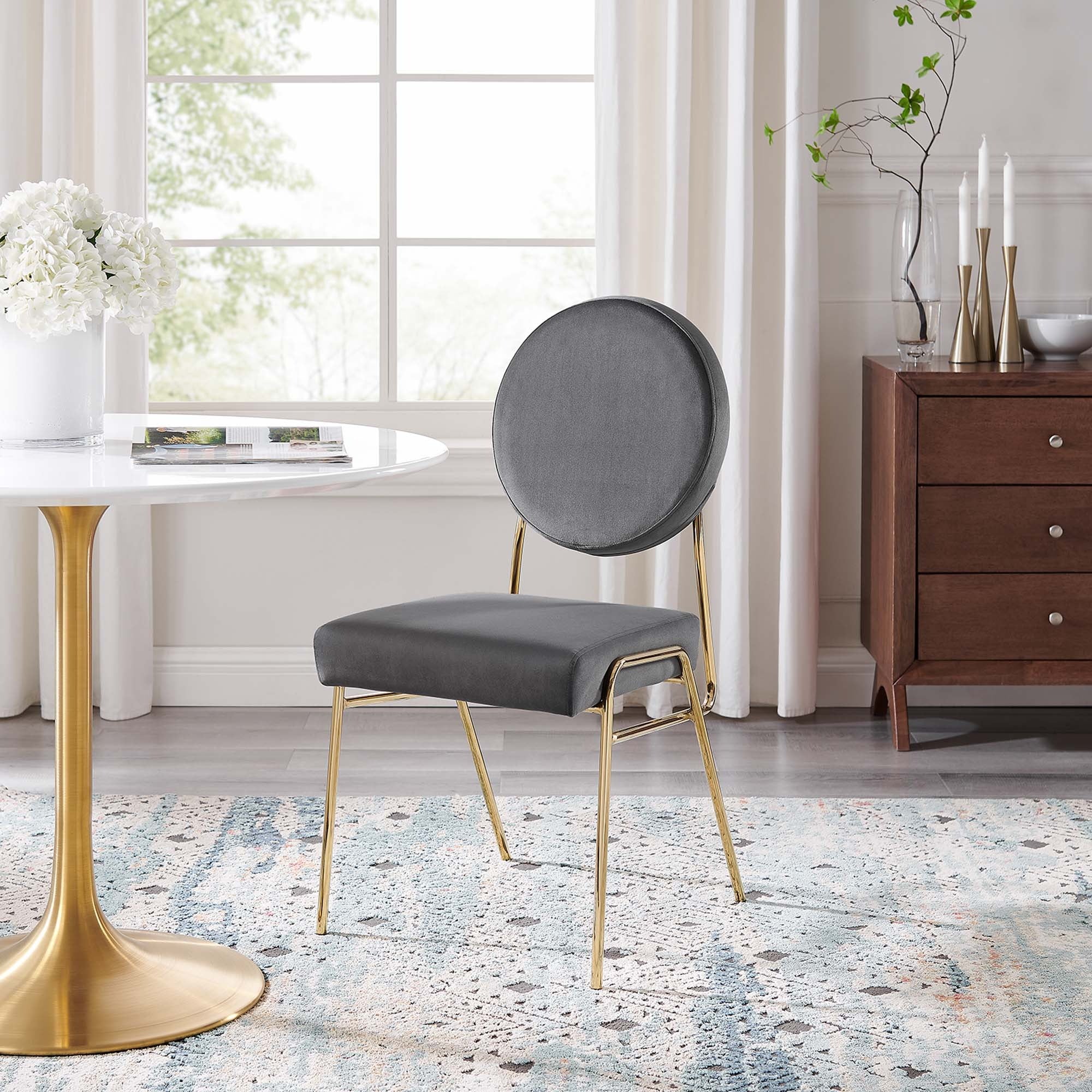 Performance Velvet Dining Side Chair with Gold Metal Base - Image 18