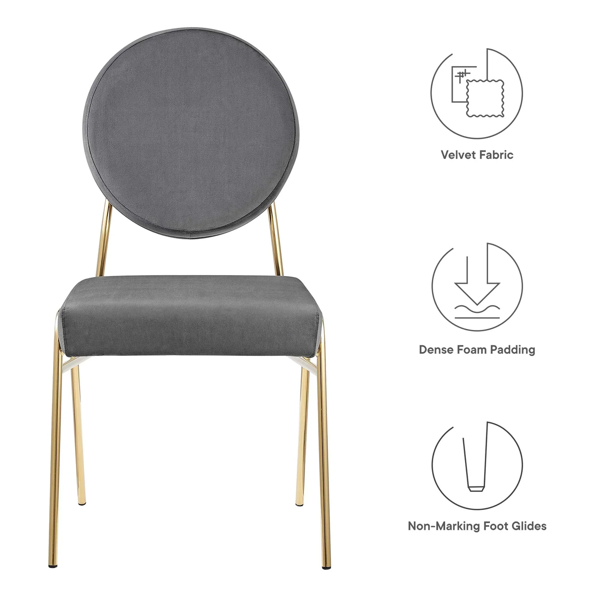 Performance Velvet Dining Side Chair with Gold Metal Base - Image 20