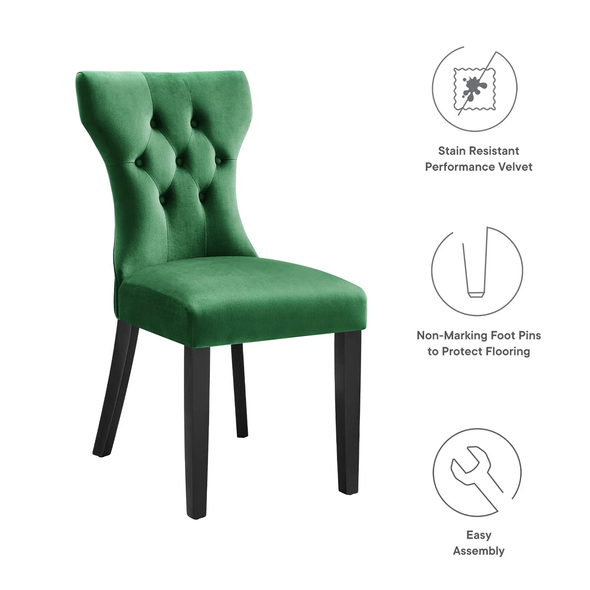 Performance Velvet Dining Side Chairs Set of 2 - Image 15