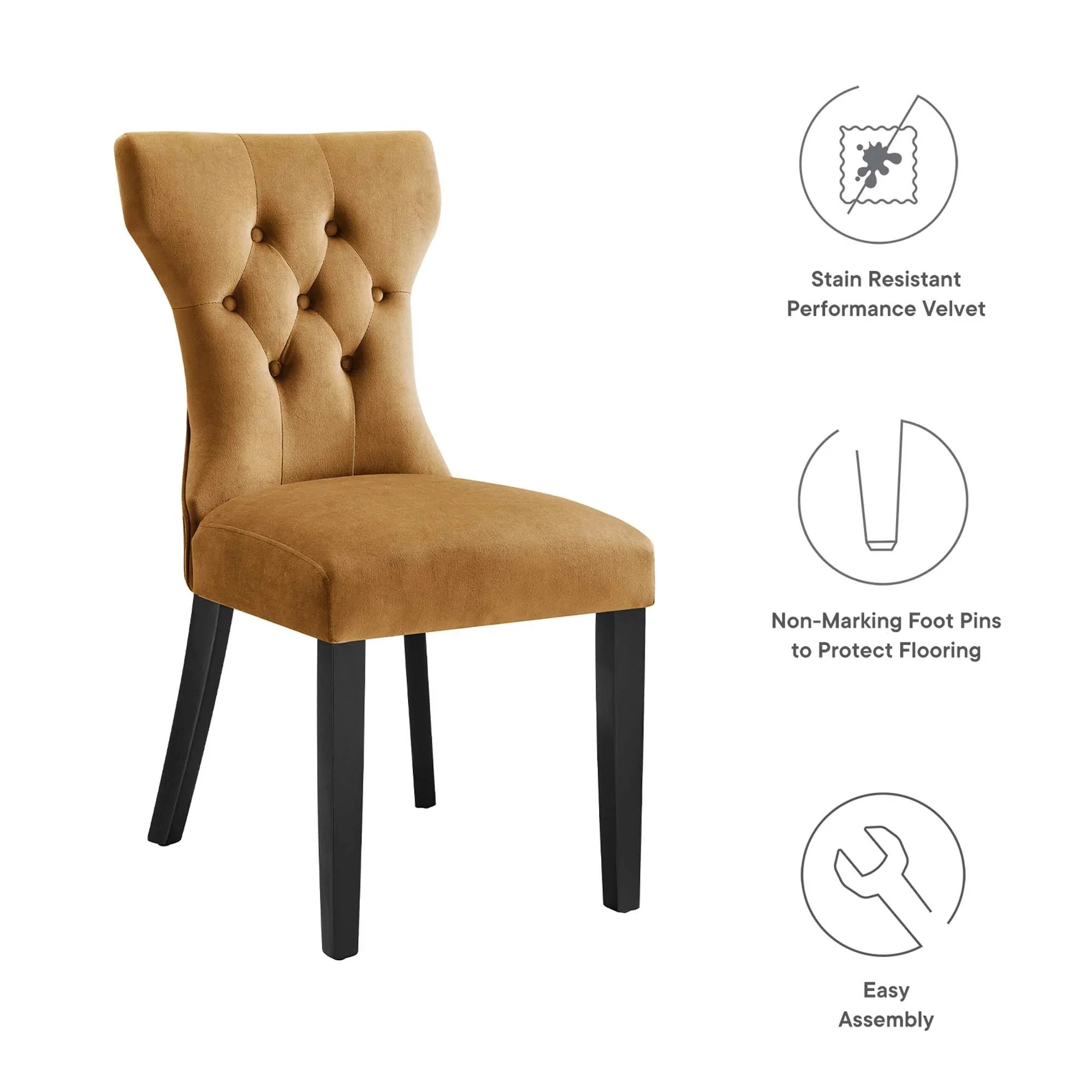 Performance Velvet Dining Side Chairs Set of 2 - Image 8