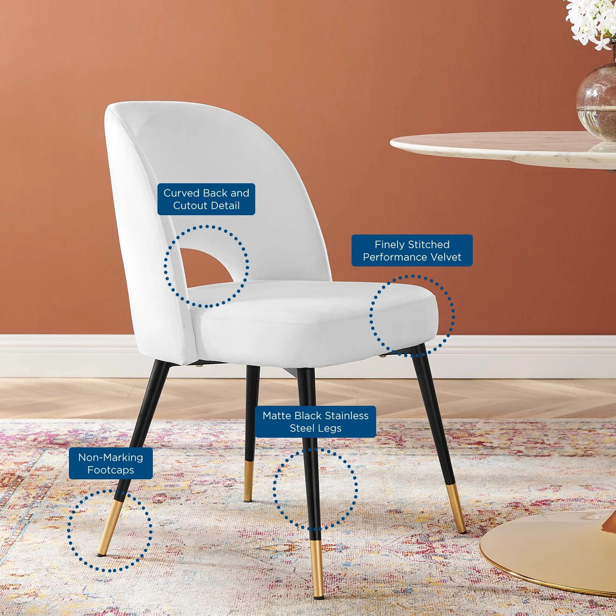 Performance Velvet Dining Side Chairs with Open Back – Set of 2 - Image 17