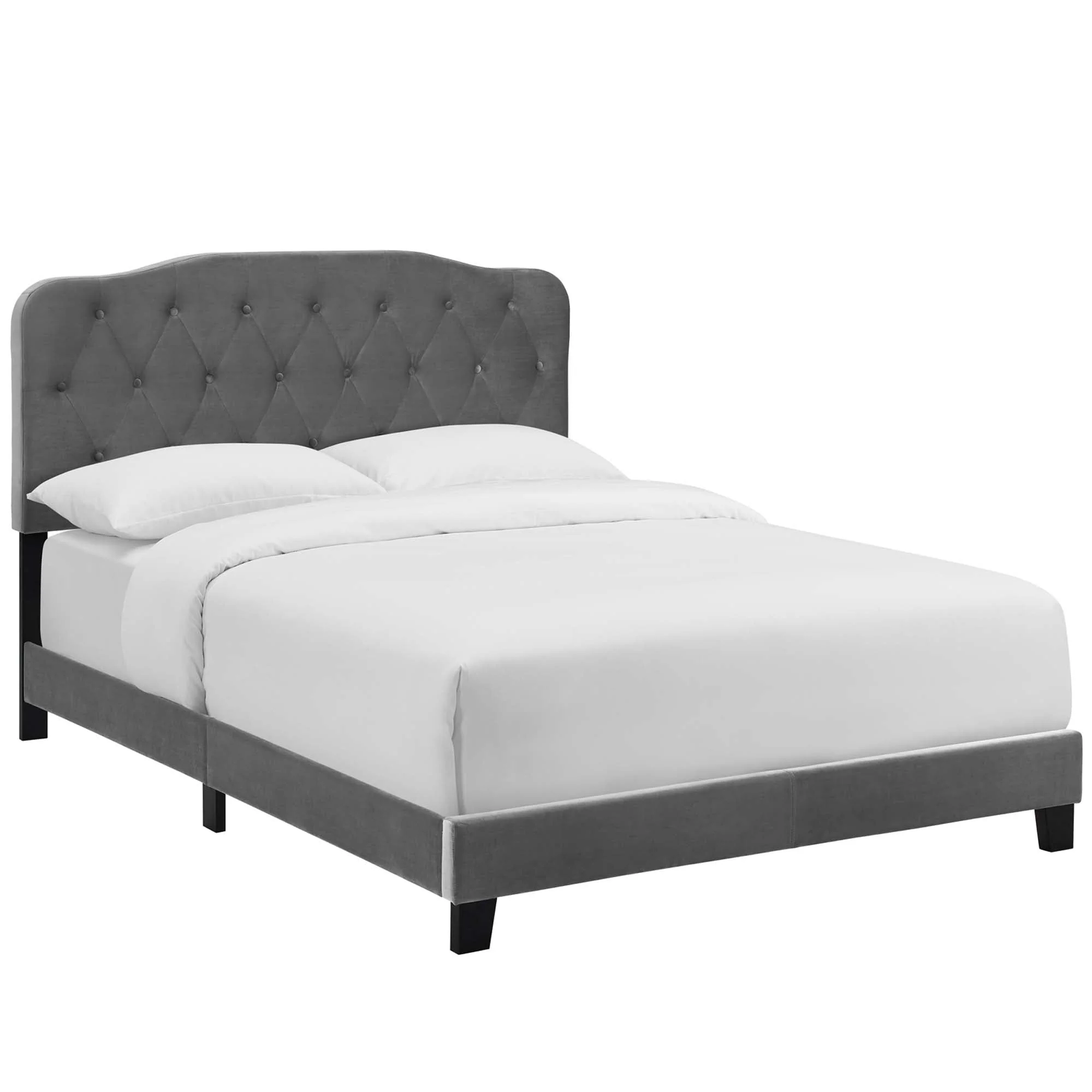 Performance Velvet Padded Button Tufted Platform Bed - Image 26
