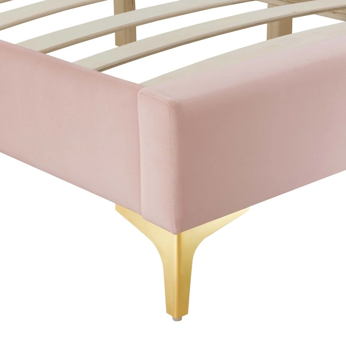 Performance Velvet Platform Bed Frame with Gold Metal Legs - Image 15