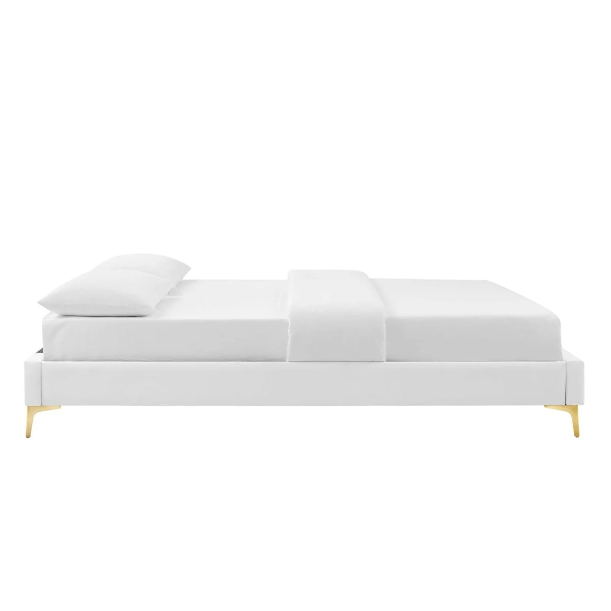 Performance Velvet Platform Bed Frame with Gold Metal Legs - Image 68