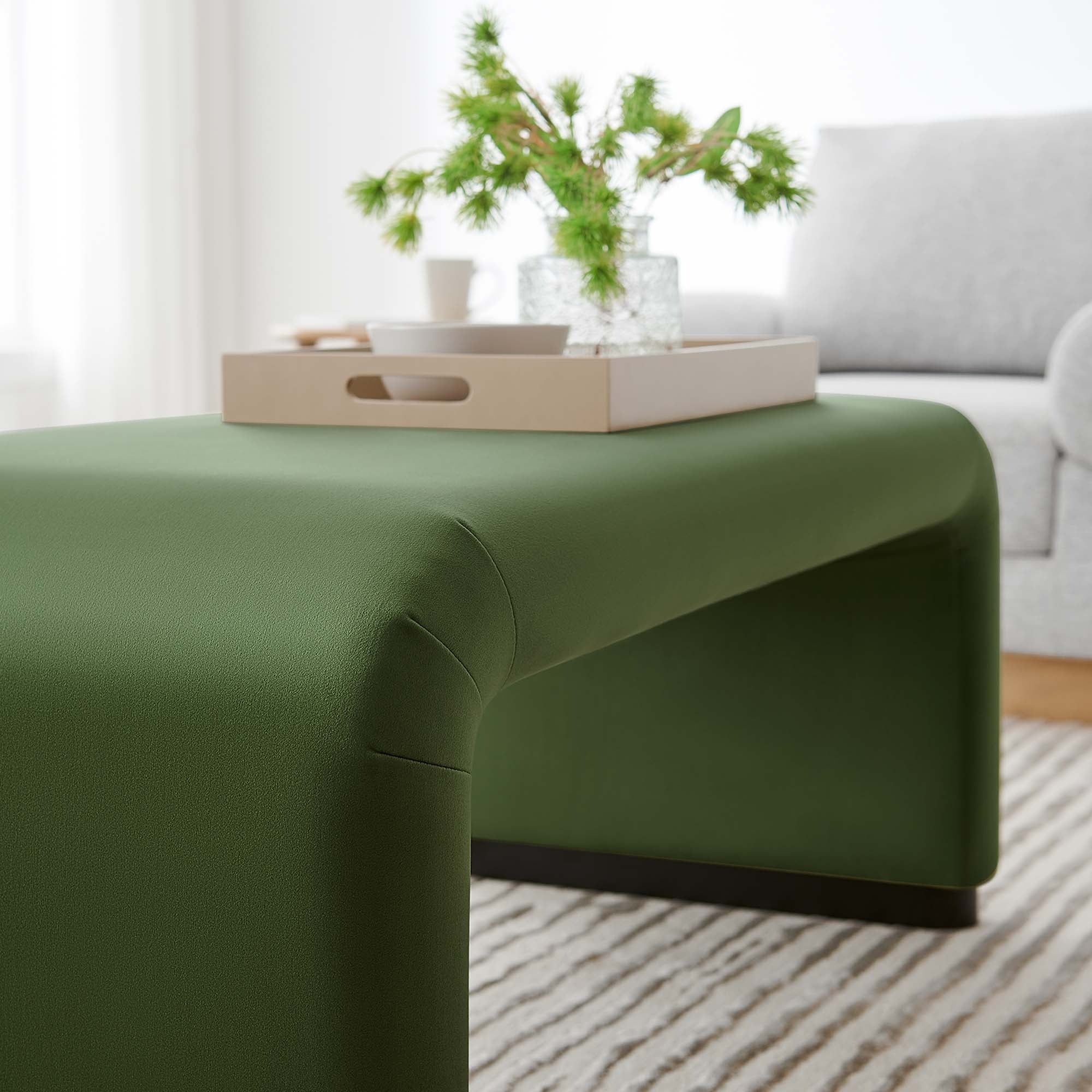 Performance Velvet Waterfall Ottoman with Metal Base – 42 Inch - Image 65