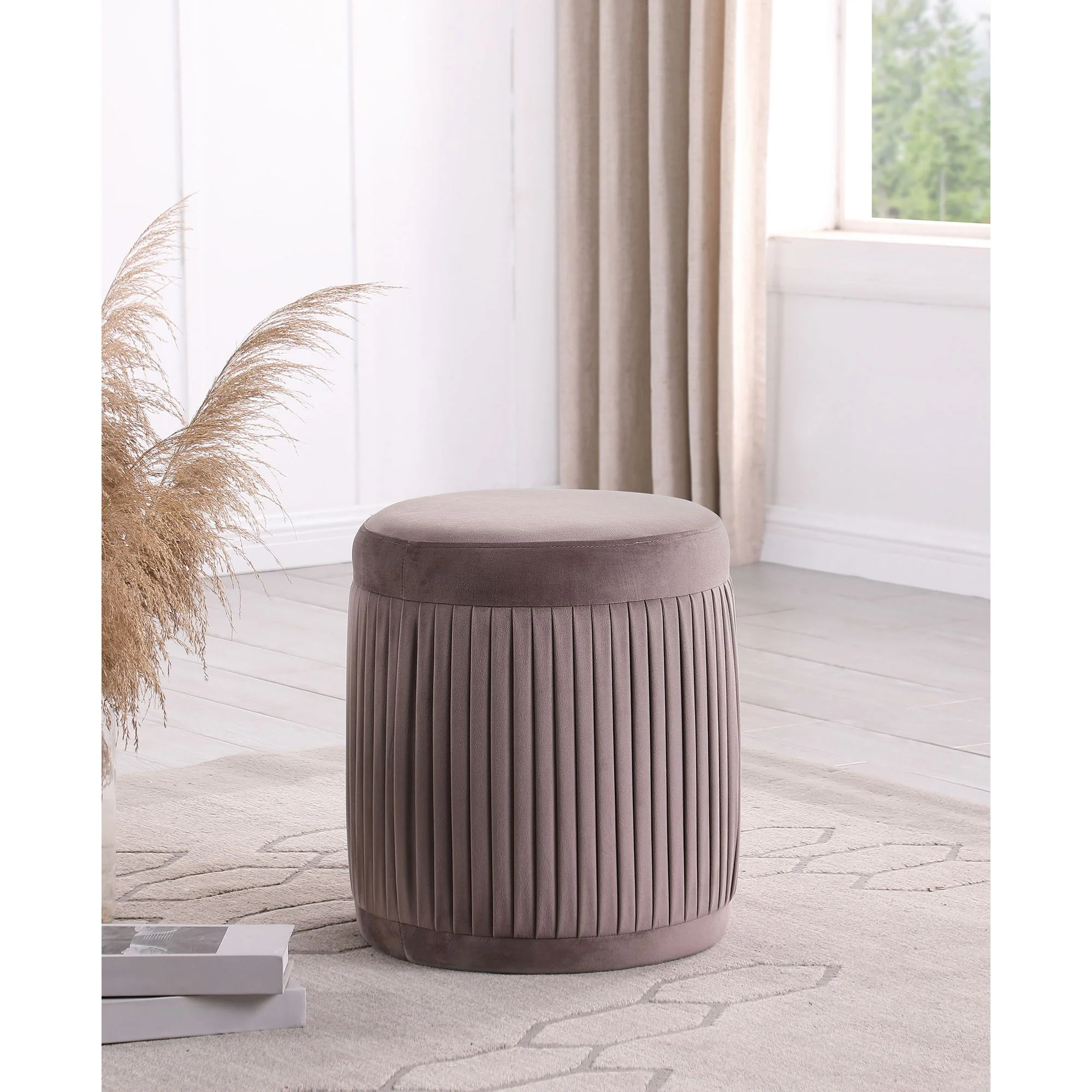 Pescadero - Round Upholstered Ottoman - Mauve - Image 2