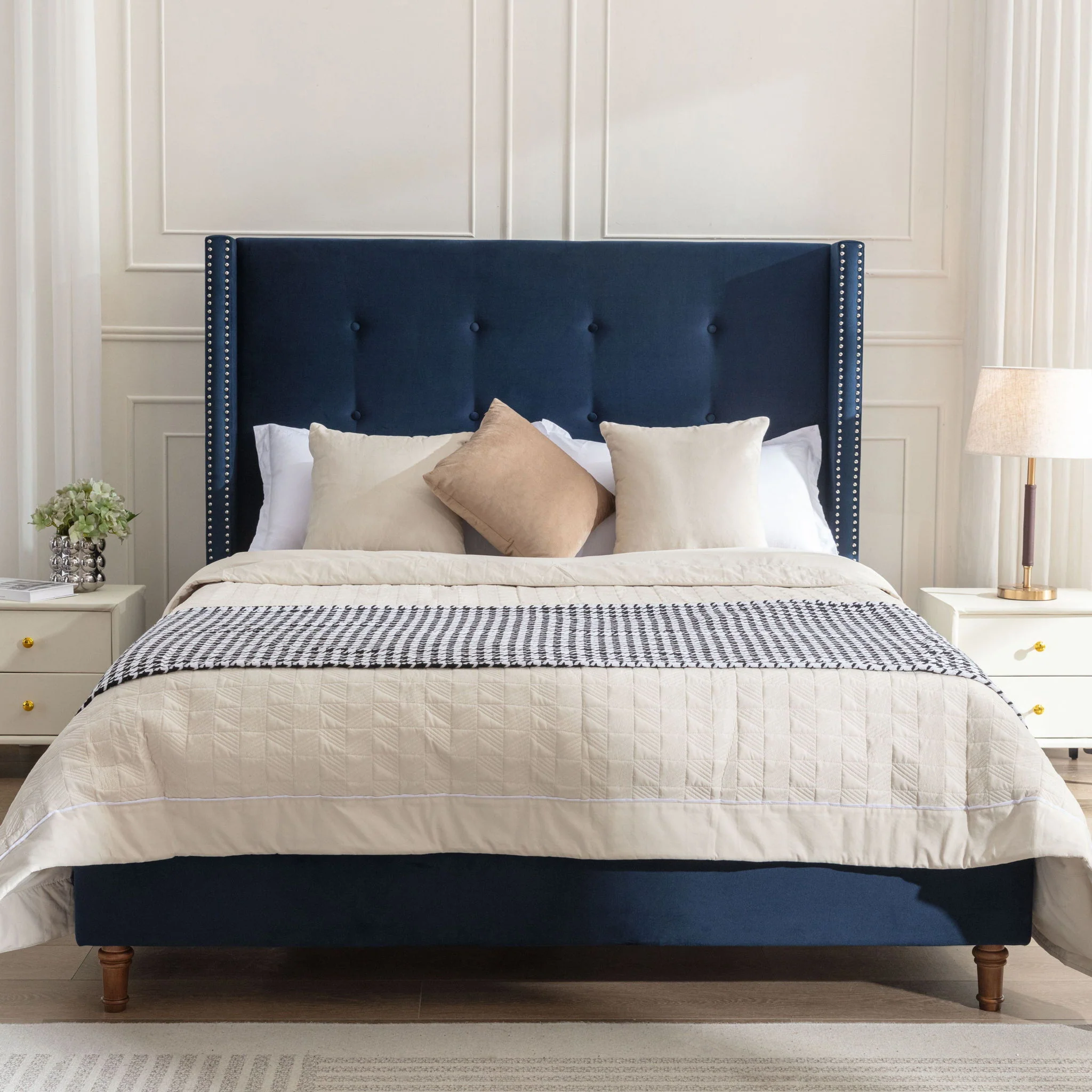 Peyton - Upholstered Bed With 54" High Headboard, Traditional Hand Buttoned Tufting - Image 17