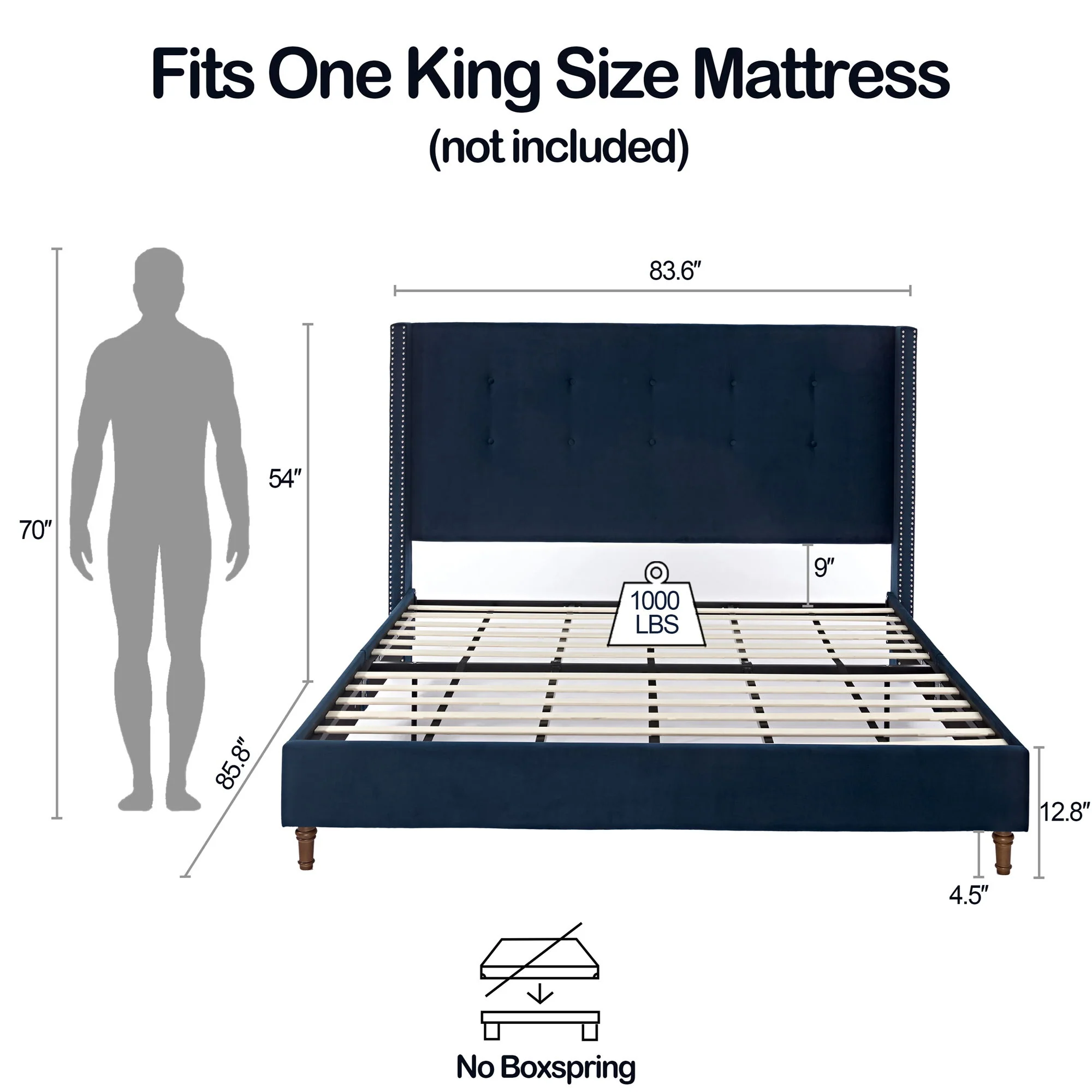 Peyton - Upholstered Bed With 54" High Headboard, Traditional Hand Buttoned Tufting - Image 23