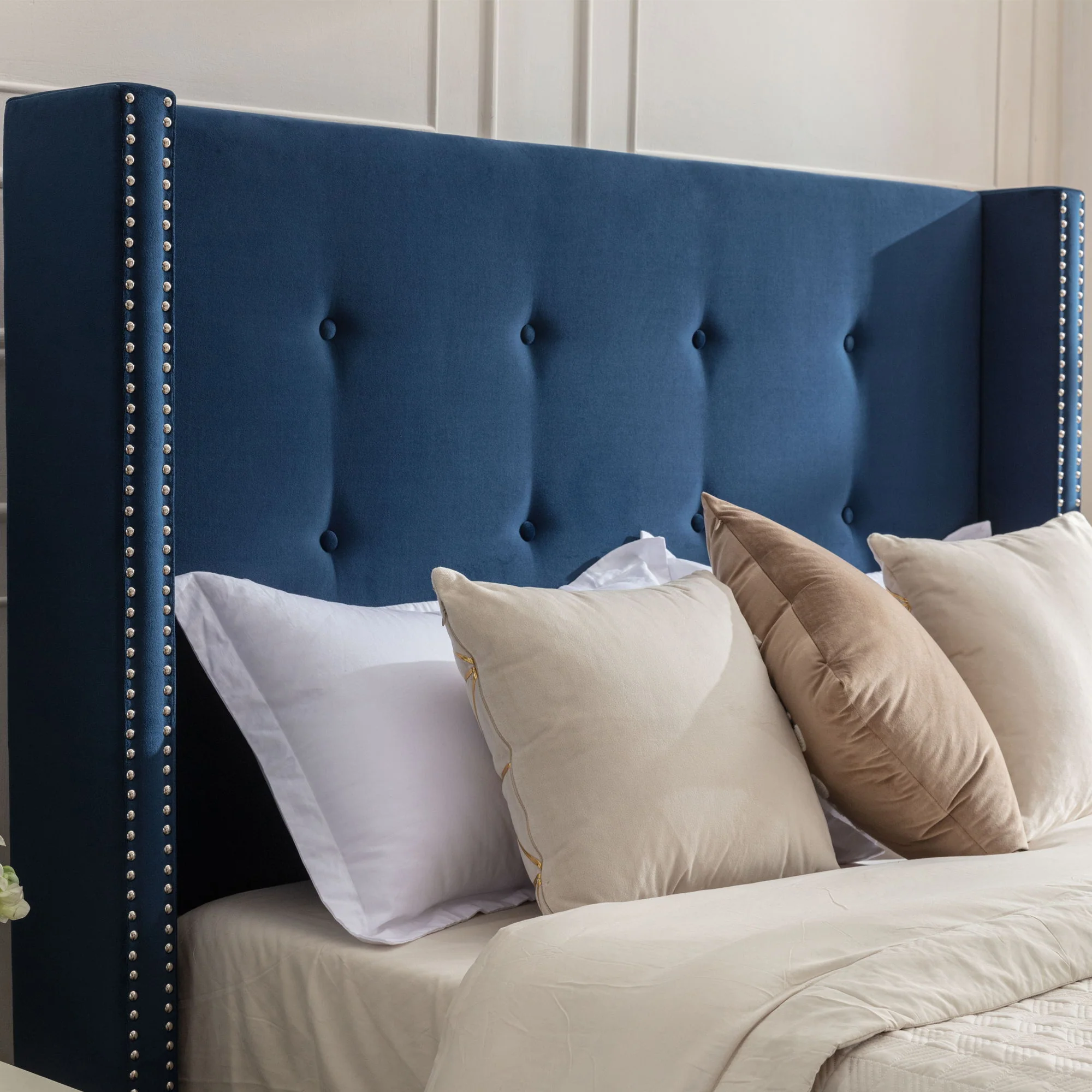 Peyton - Upholstered Bed With 54" High Headboard, Traditional Hand Buttoned Tufting - Image 8