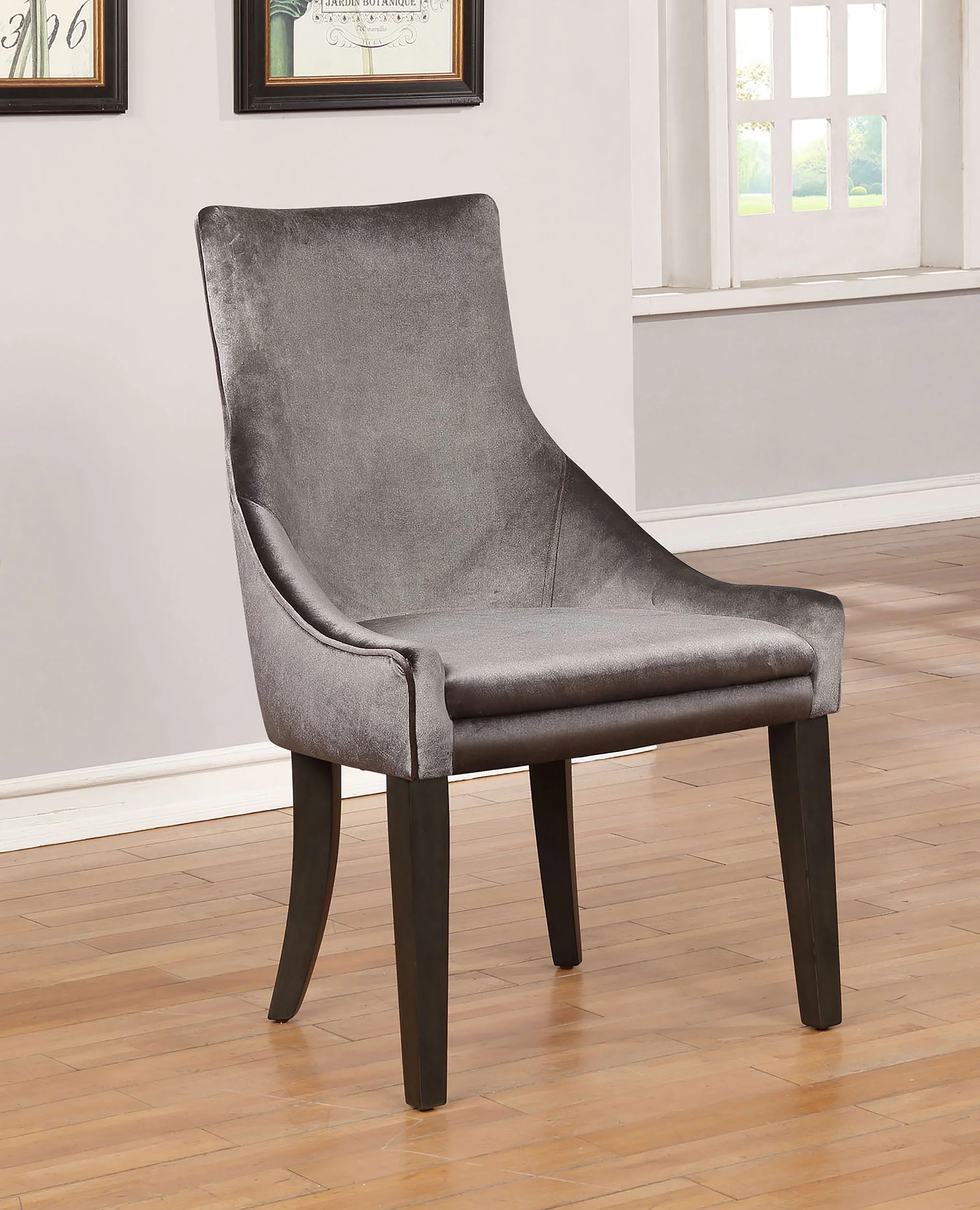 Phelps Velvet Upholstered Dining Side Chair Grey (Set of 2) - Image 5