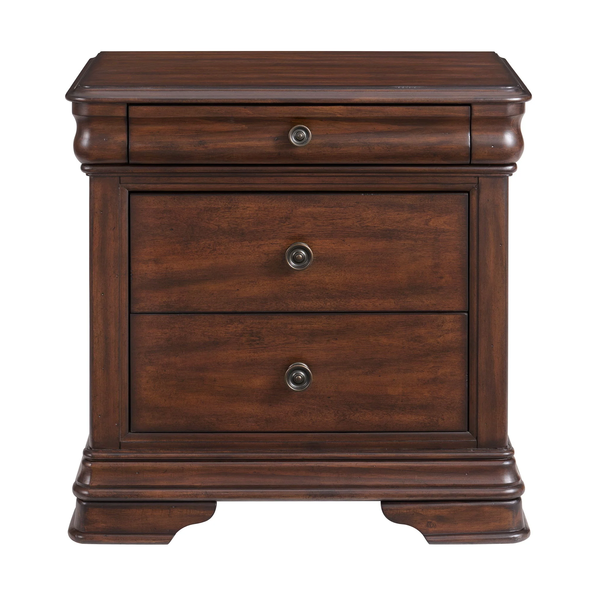Phillipe - 3-Drawer Nightstand With USB - Cherry - Image 3