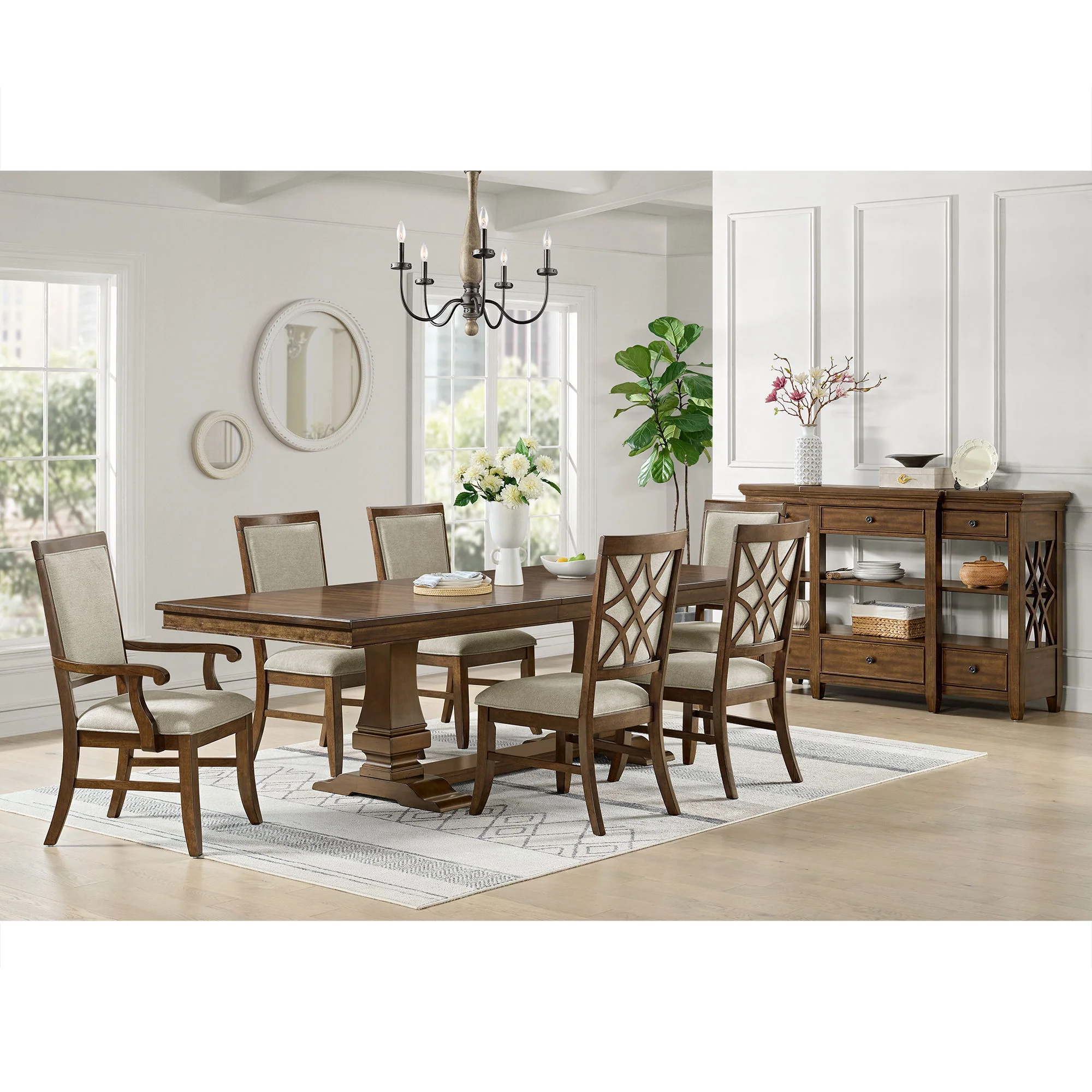 Phillipe - Dining Arm Chair With Fabric (Set of 2) - Cherry And Gray - Image 5