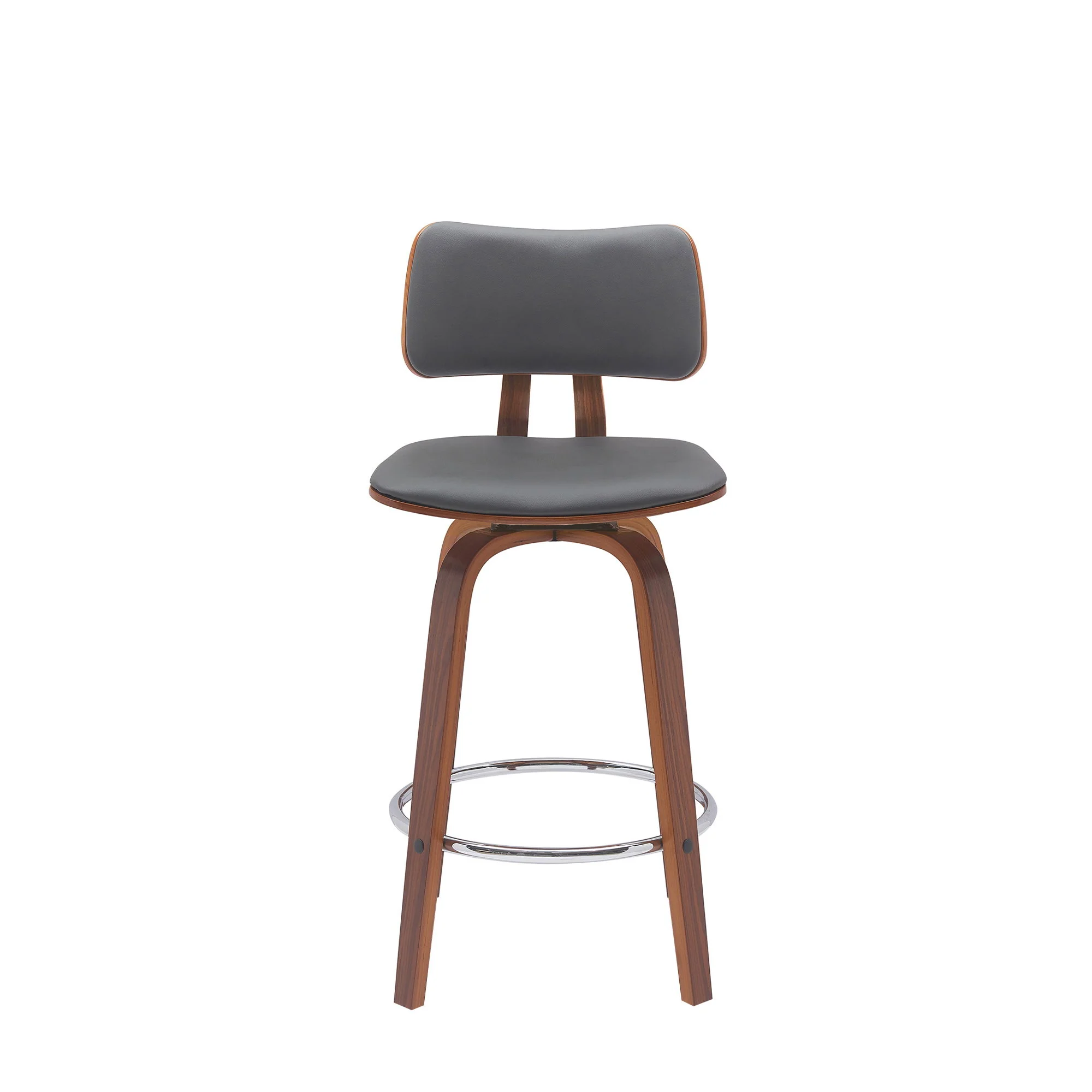 Pico - Swivel Walnut Wood Faux Leather Stool - Image 13