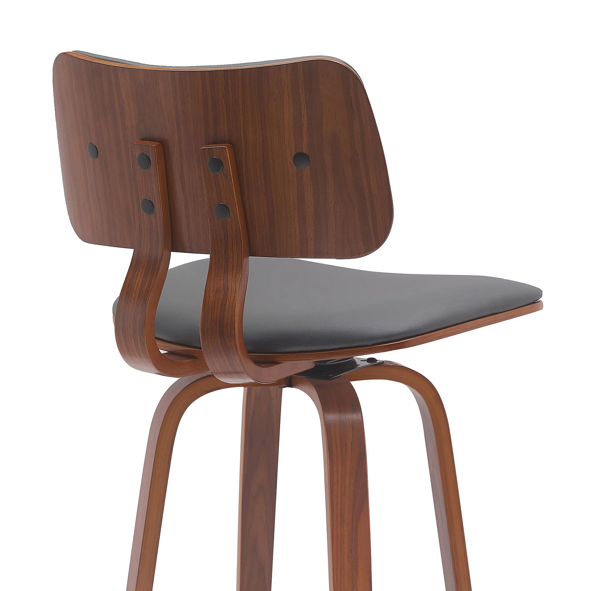 Pico - Swivel Walnut Wood Faux Leather Stool - Image 9
