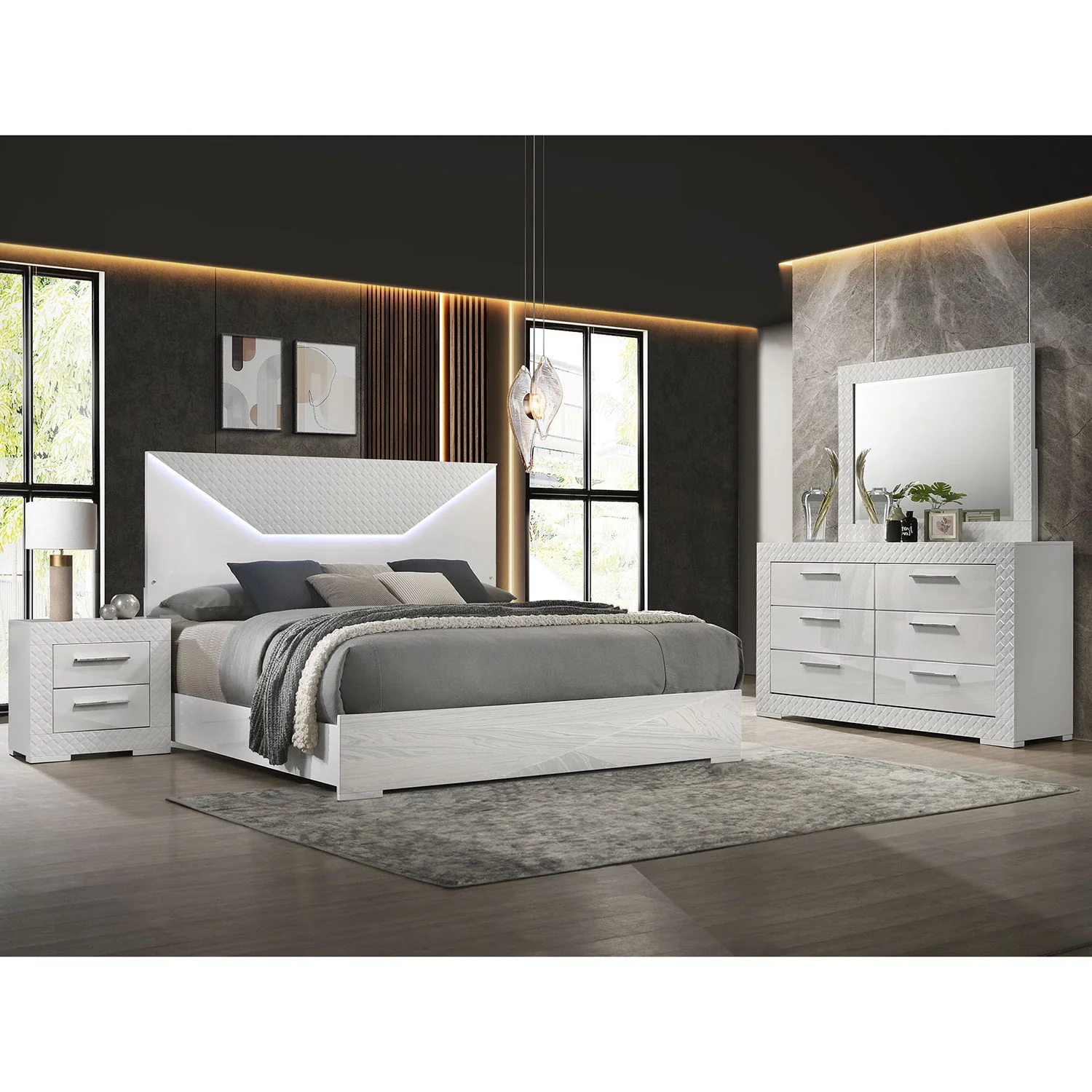 Pierce - 4 Piece Bedroom Set With LED Lighting - Image 14