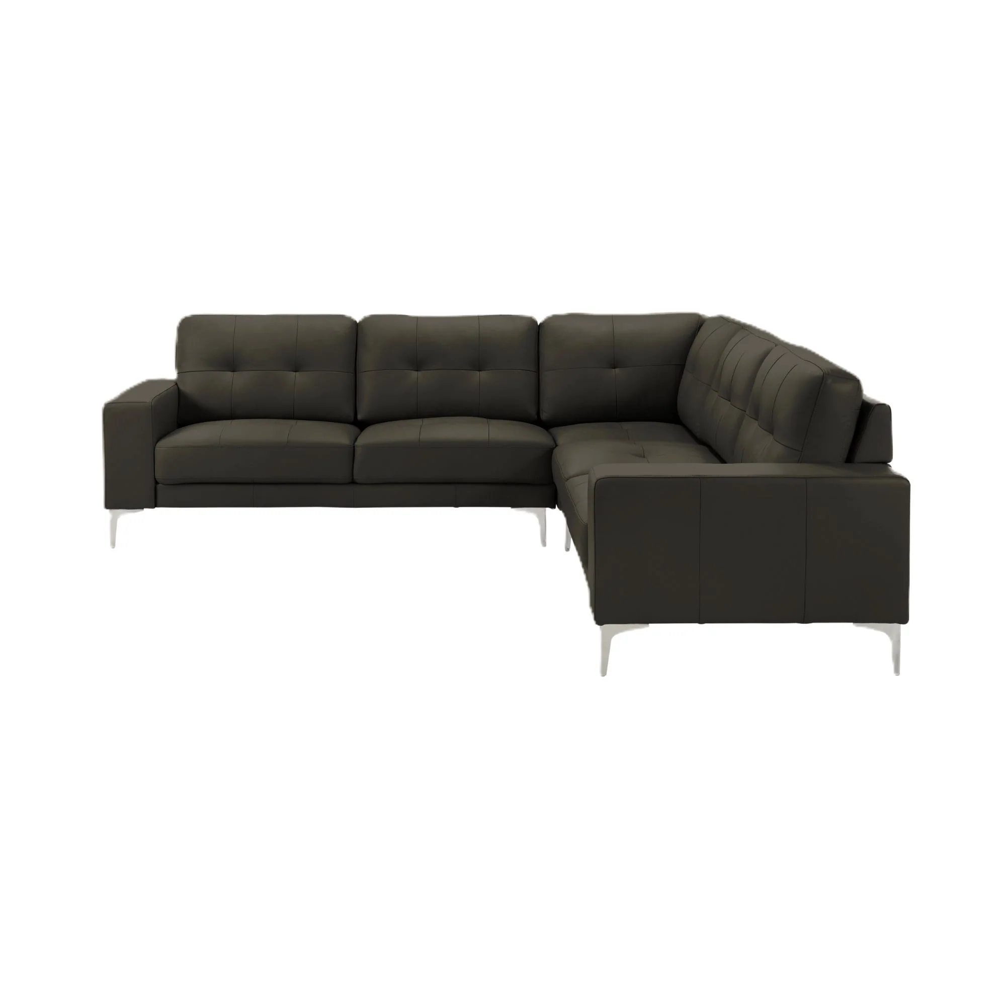 Pimentel - Leather Sectional Sofa With Tufted Back And Track Arms - Image 5