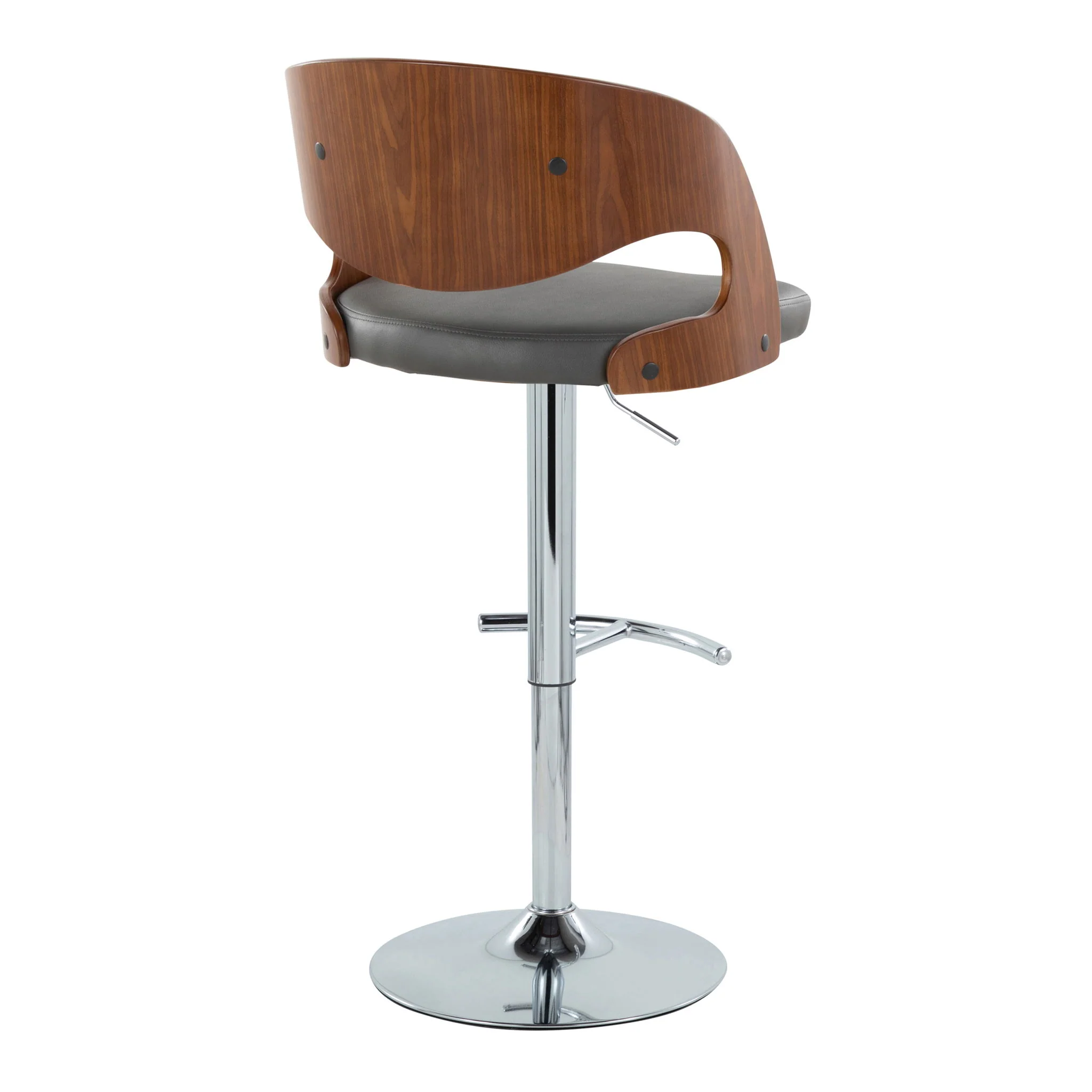 Pino - Mid Century Modern Adjustable Barstool & Swivel With Rounded T Footrest (Set of 2) - Image 3