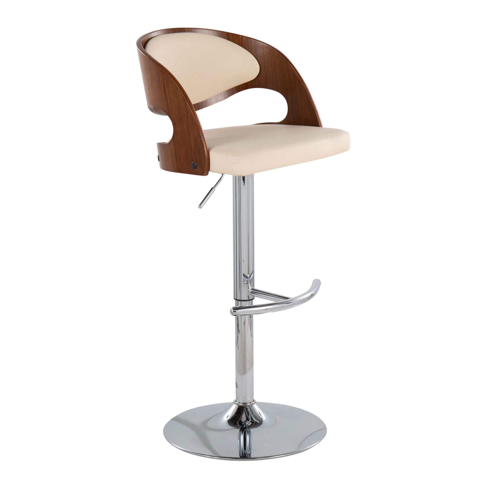 Pino - Mid Century Modern Adjustable Barstool & Swivel With Rounded T Footrest (Set of 2) - Image 6