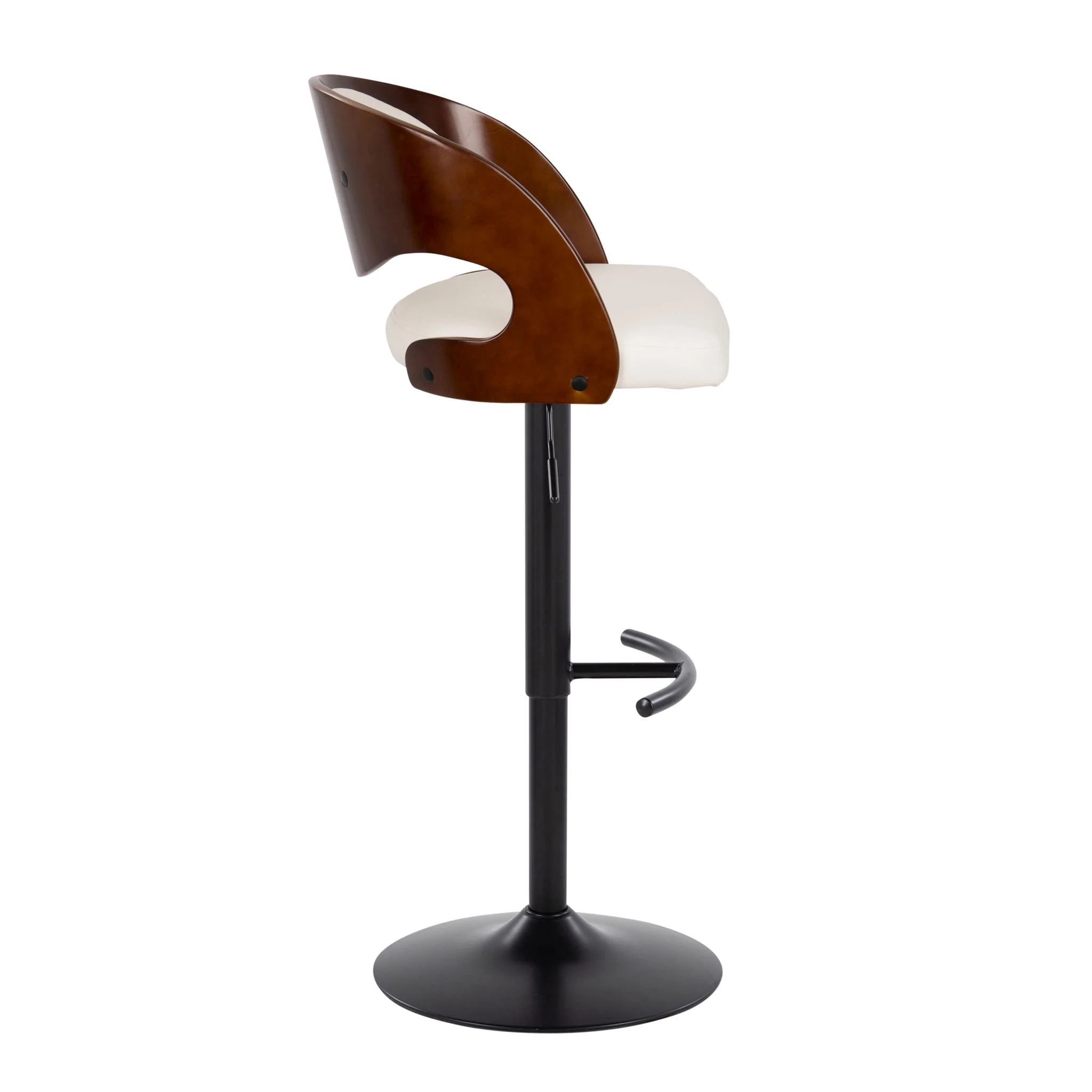 Pino - Mid Century Modern Adjustable Barstool With Swivel With Rounded T Footrest (Set of 2) - Image 10
