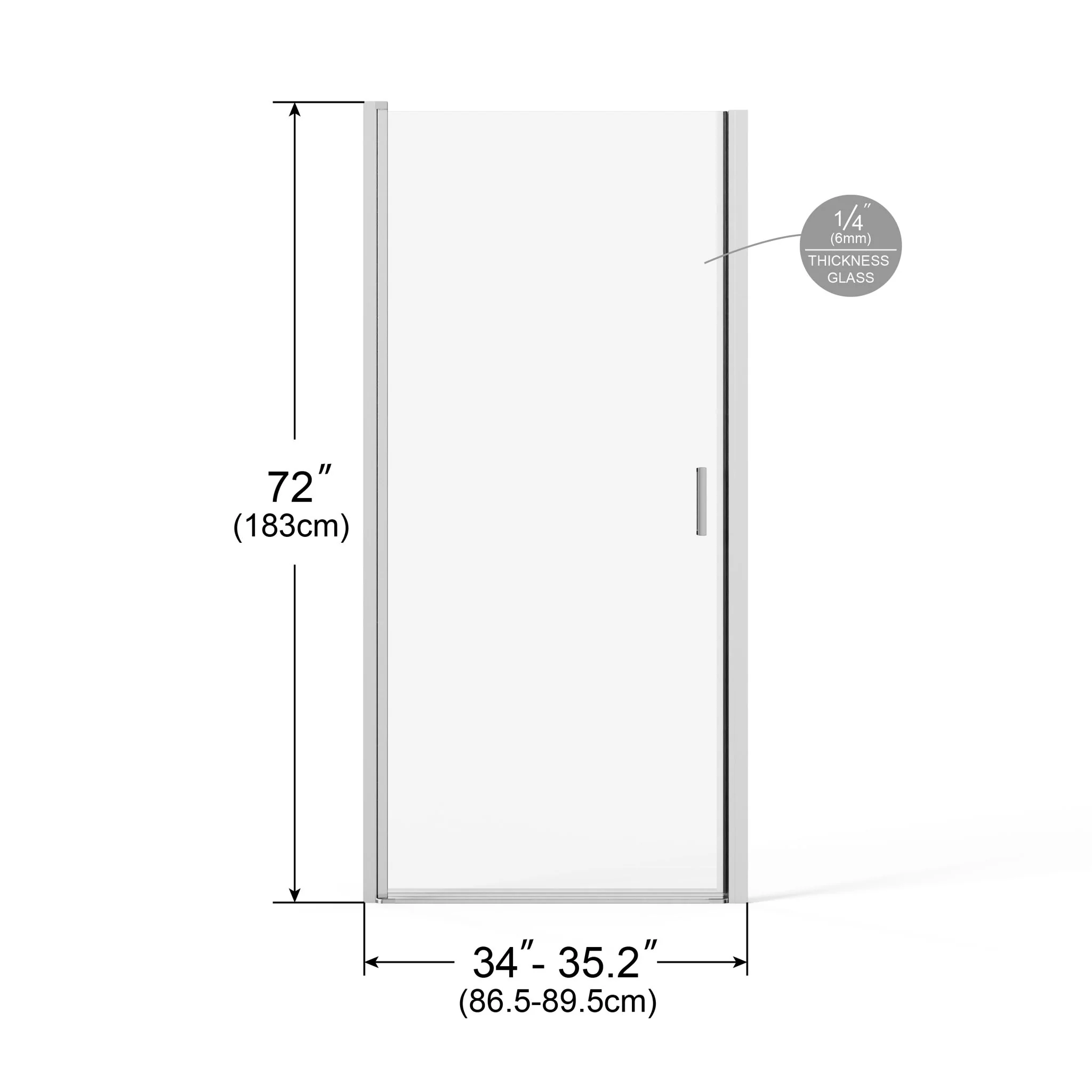 Pivot Shower Door, Tempered Glass, Semi Frameless - Image 16
