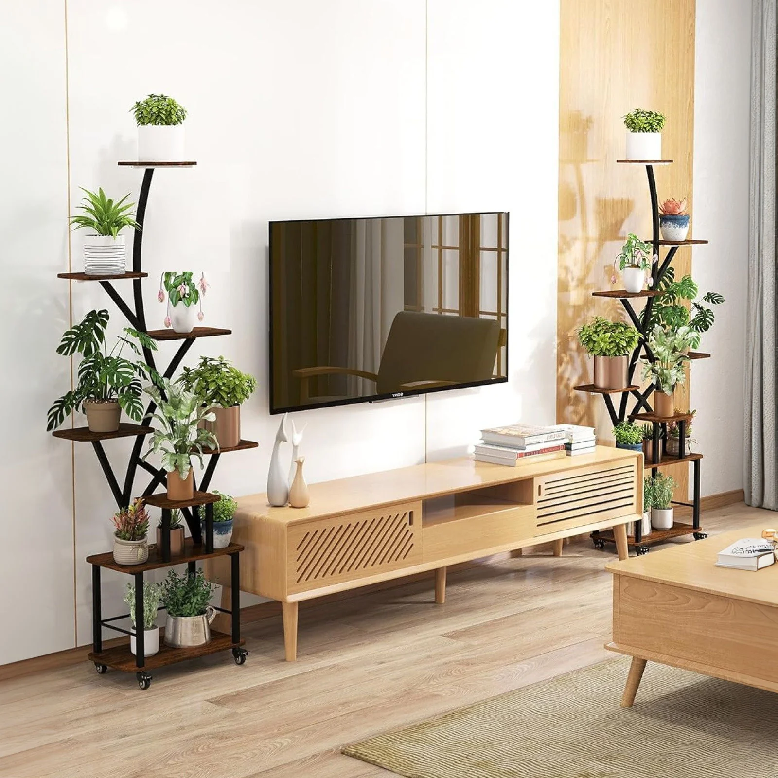 Plant Stand Indoor With Grow Light, 8 Tiered Tall Indoor Plant Shelves For Multiple Plants - Walnut / Black - Image 4