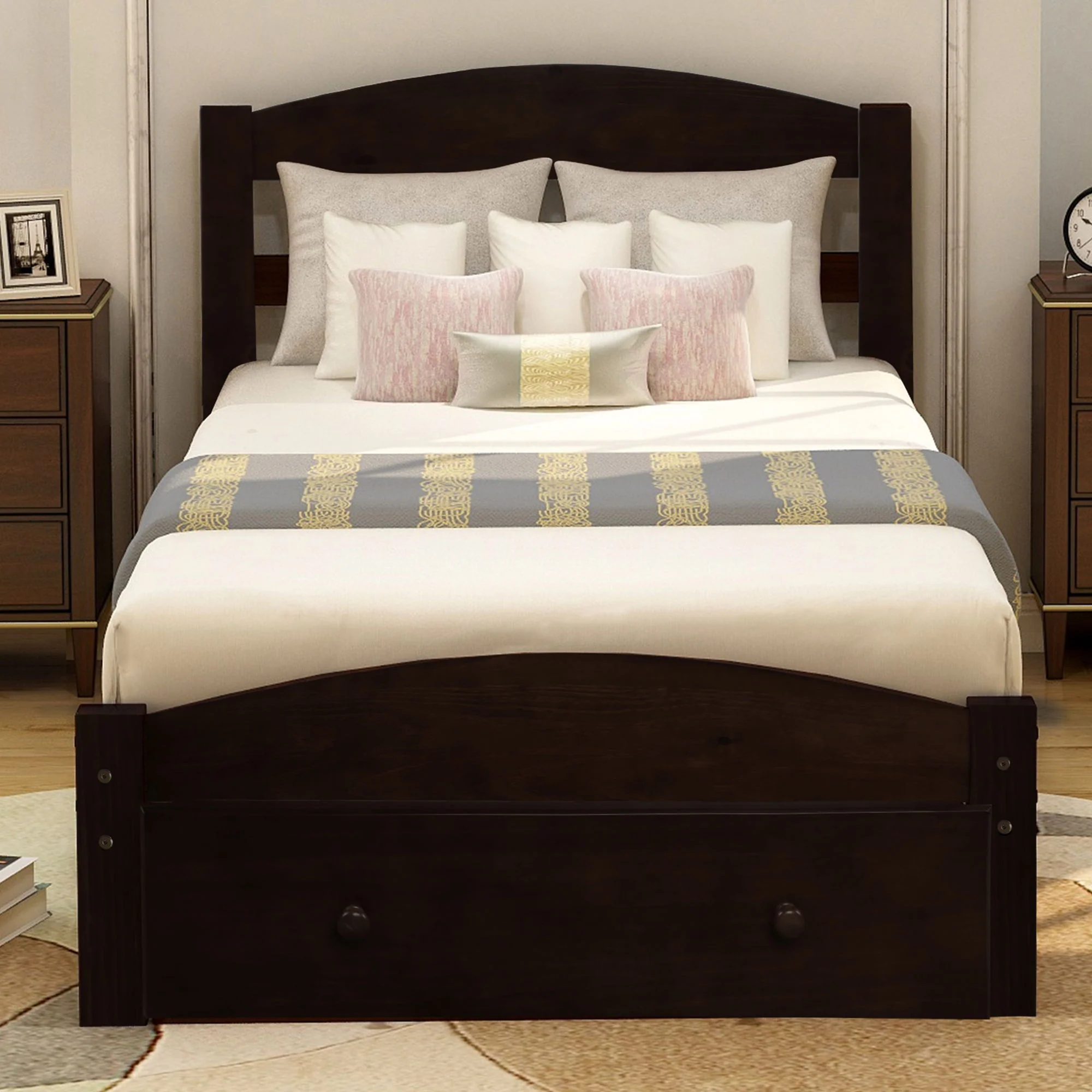 Platform Bed Frame With Storage Drawer And Wood Slat Support No Box Spring Needed - Image 15