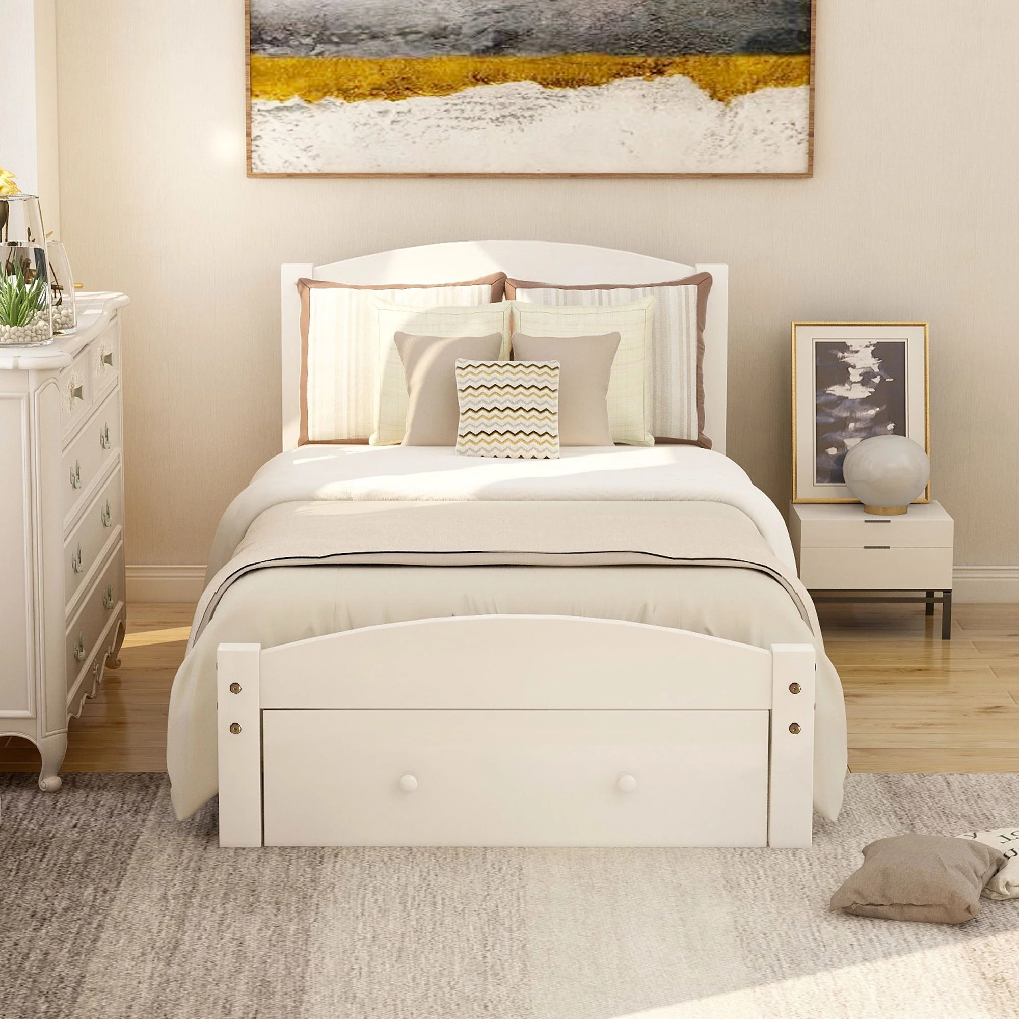 Platform Bed Frame With Storage Drawer And Wood Slat Support No Box Spring Needed - Image 9