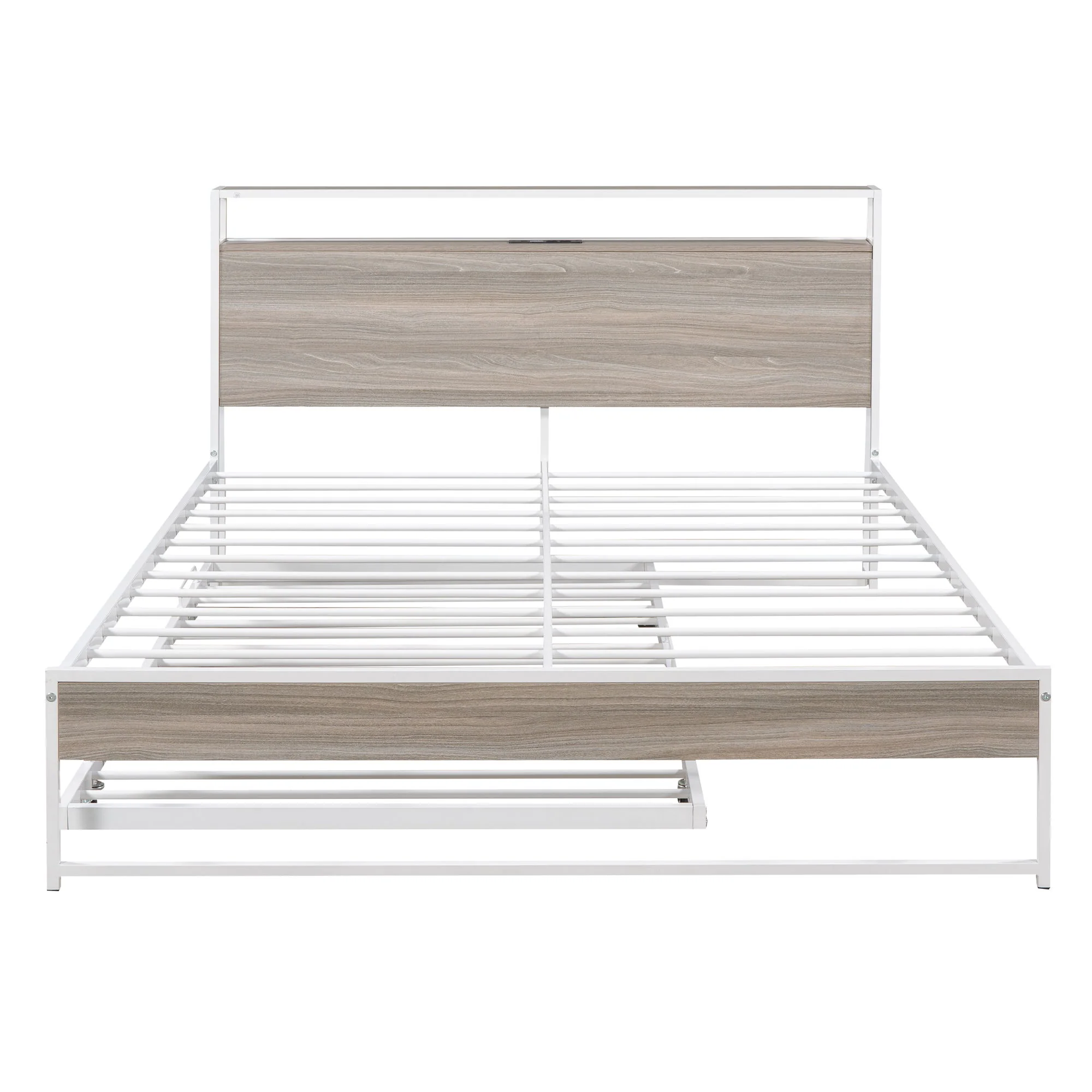 Platform Bed Frame With Trundle, USB Ports And Slat Support, No Box Spring Needed - Image 18