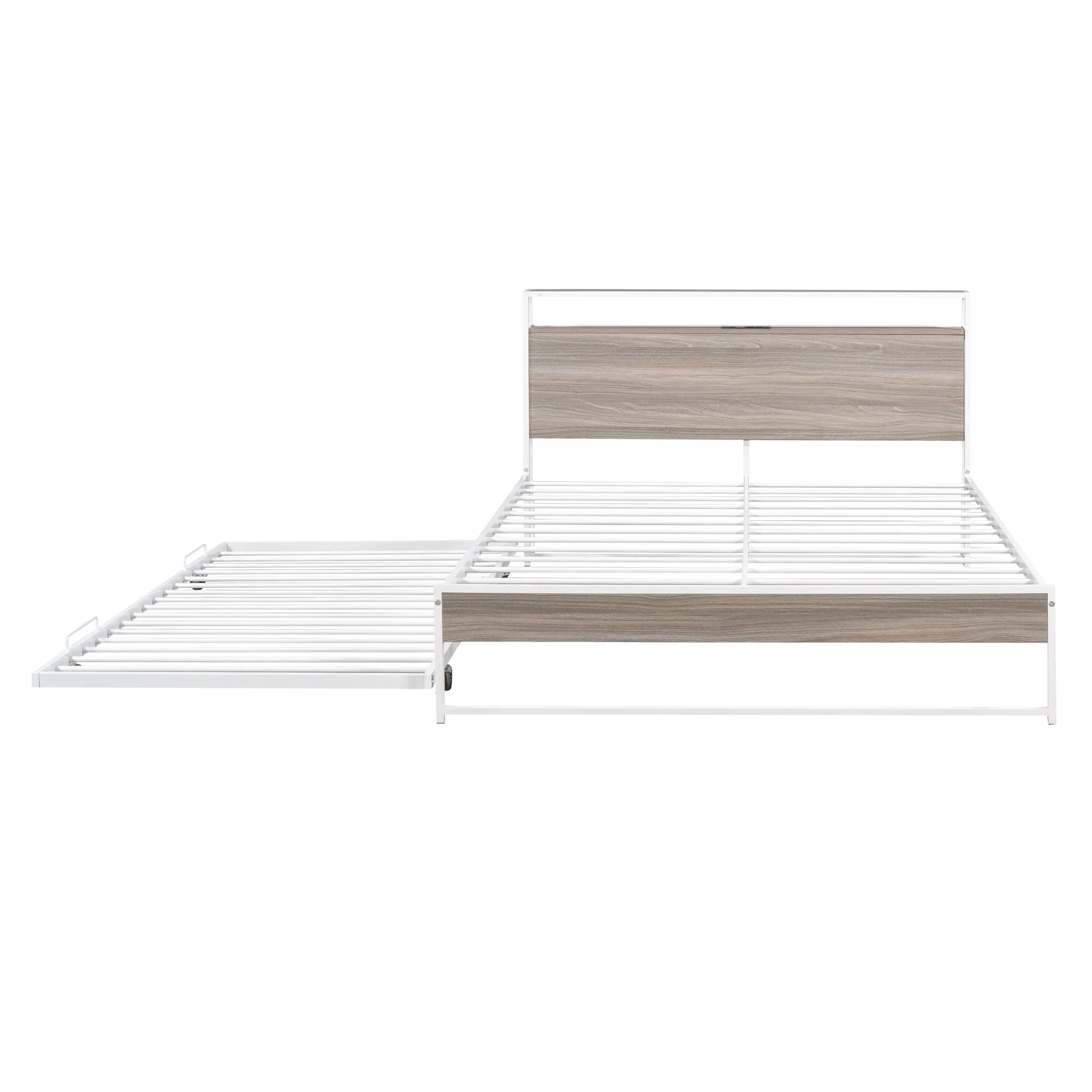 Platform Bed Frame With Trundle, USB Ports And Slat Support, No Box Spring Needed - Image 33