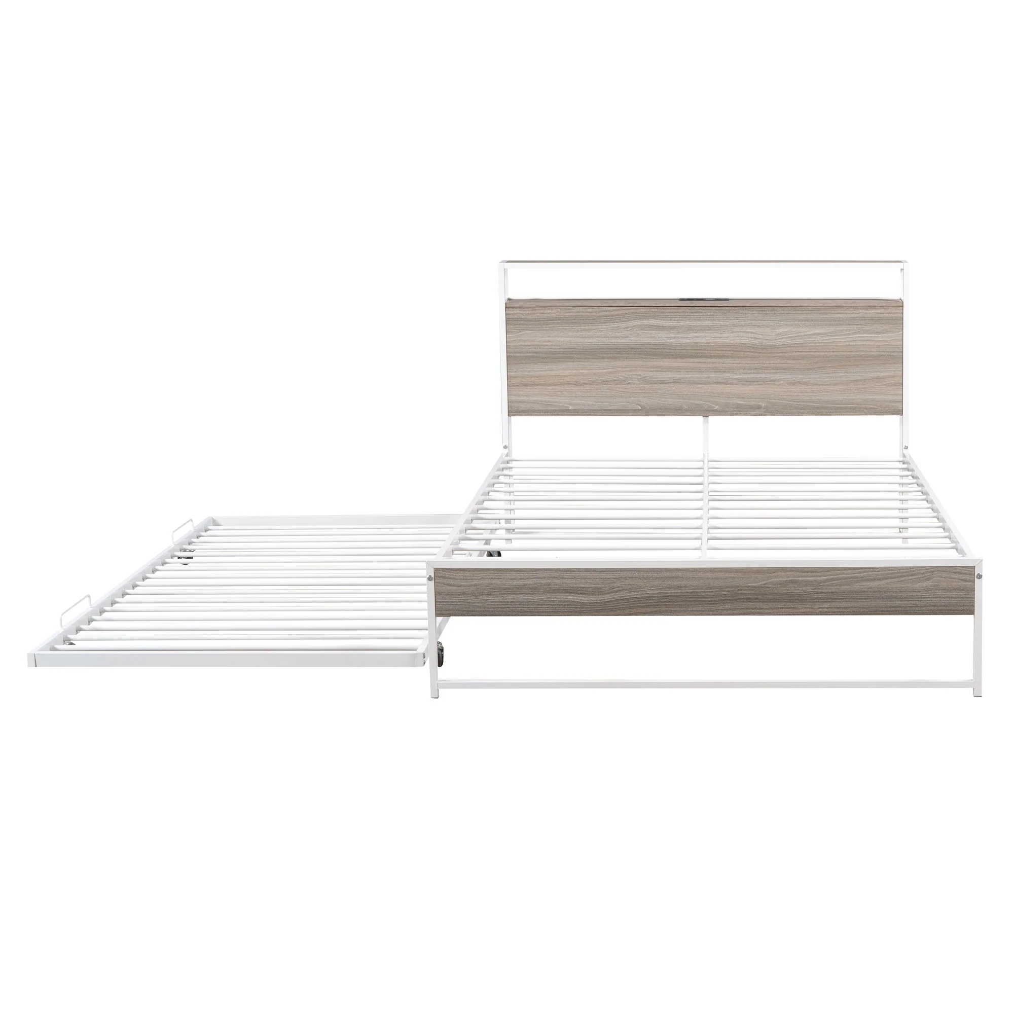 Platform Bed Frame With Trundle, USB Ports And Slat Support, No Box Spring Needed - Image 7