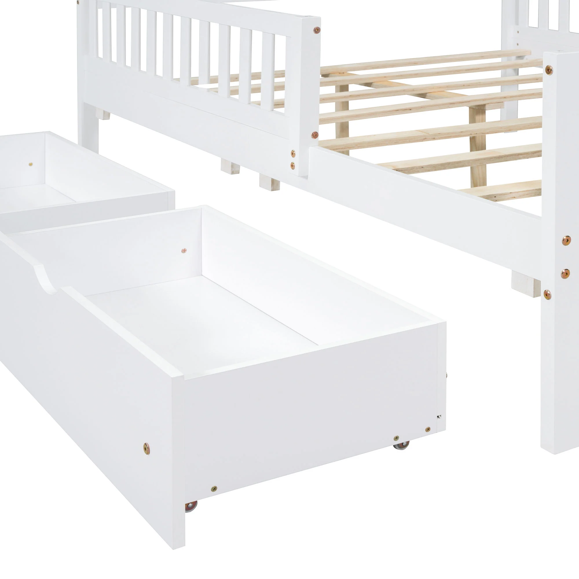 Platform Bed With Guardrails On Both Sides And 2 Storage Drawers - Image 18