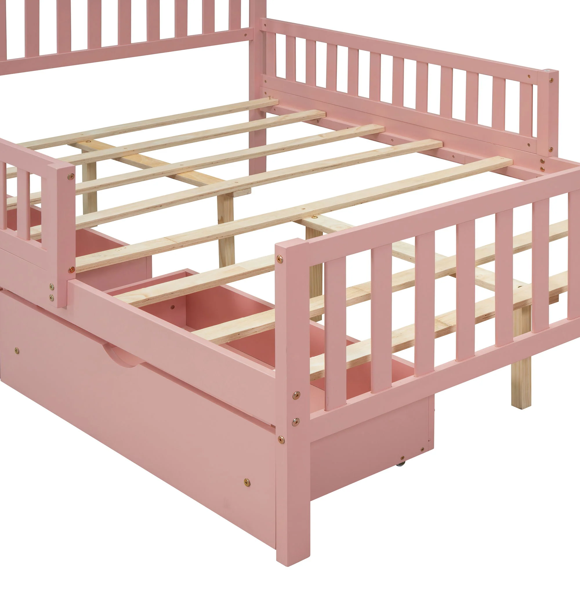Platform Bed With Guardrails On Both Sides And 2 Storage Drawers - Image 24