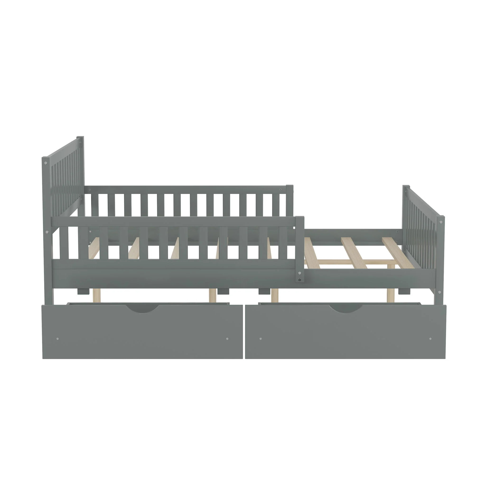 Platform Bed With Guardrails On Both Sides And 2 Storage Drawers - Image 47