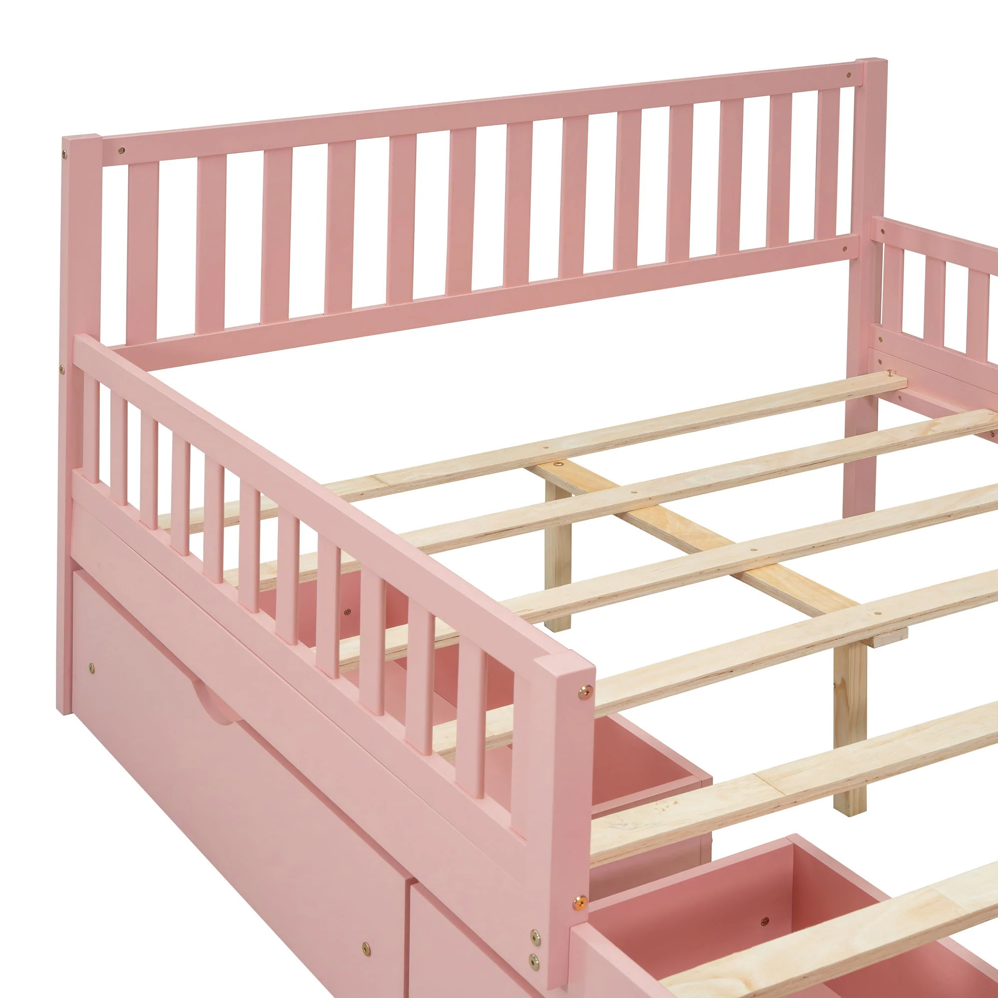 Platform Bed With Guardrails On Both Sides And 2 Storage Drawers - Image 48
