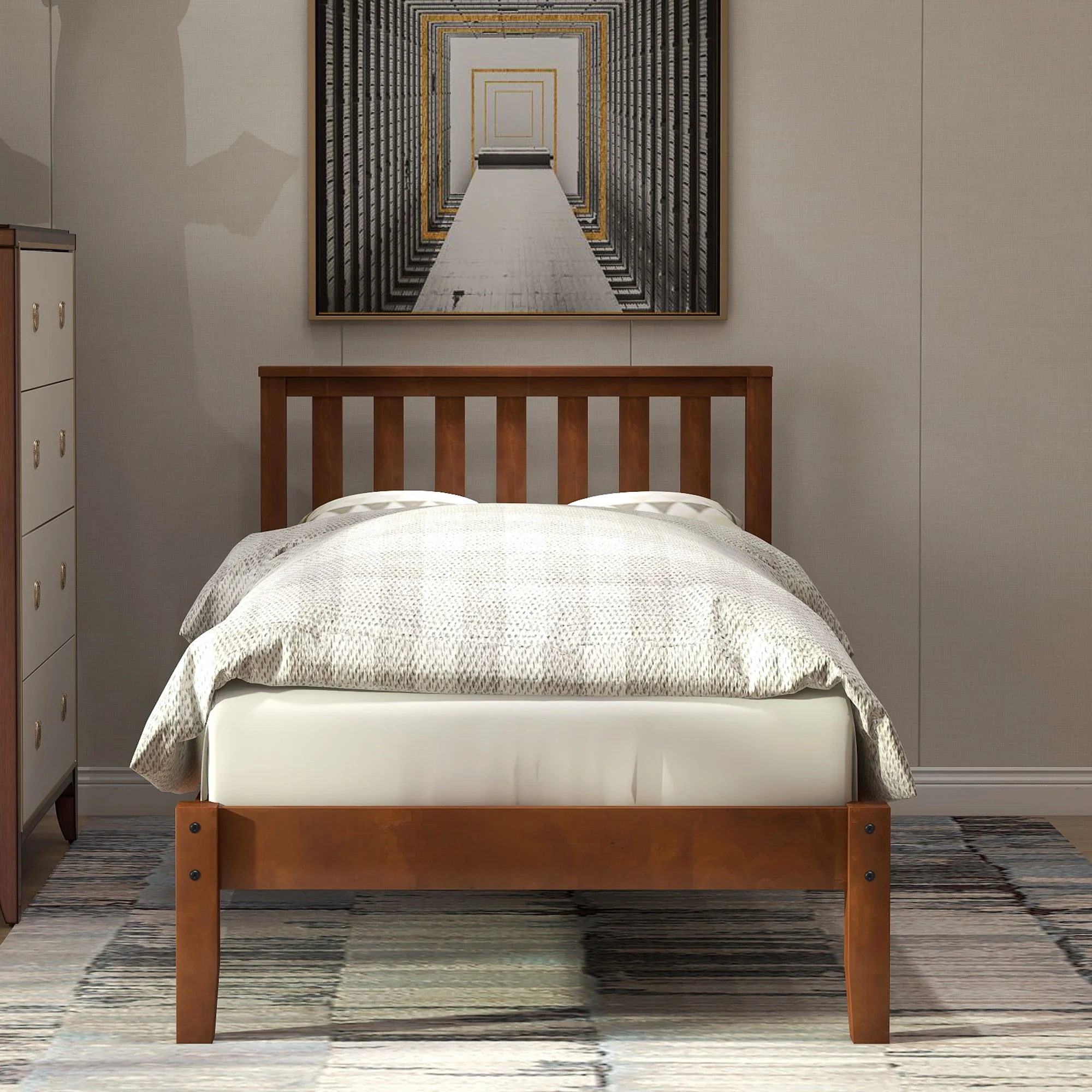 Platform Bed With Headboard, Footboard, Slat Support - Image 9