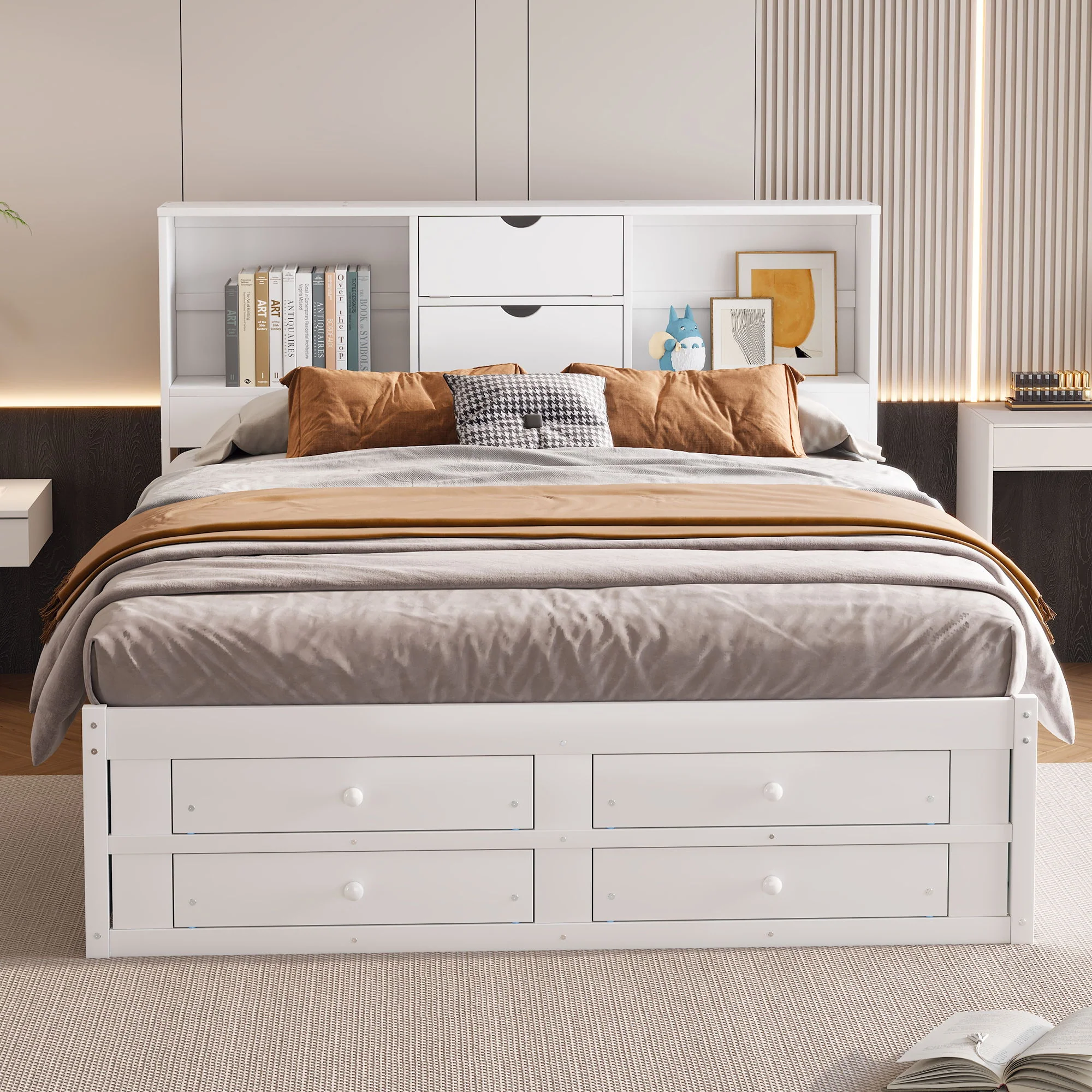 Platform Bed With Storage Headboard And 8 Drawers - Image 16