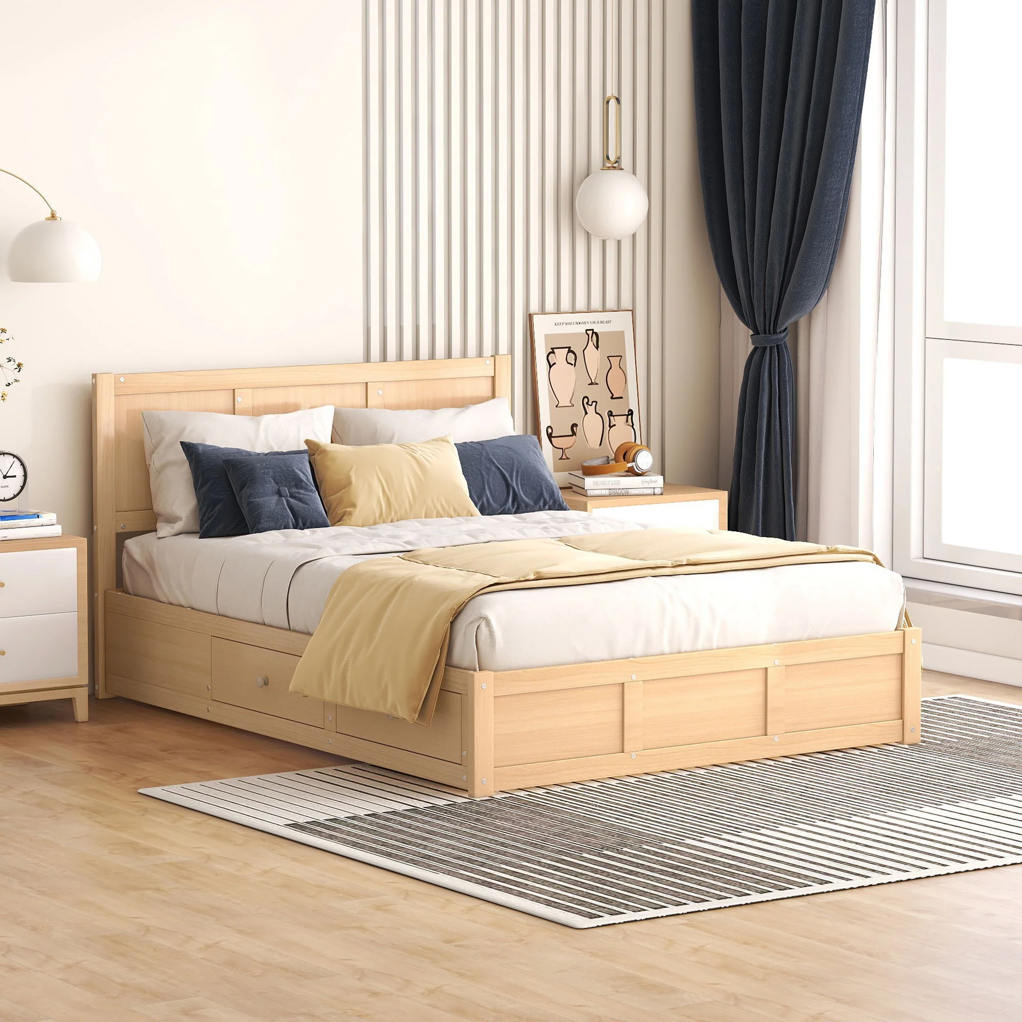 Platform Bed With Underneath Storage And 2 Drawers - Image 2
