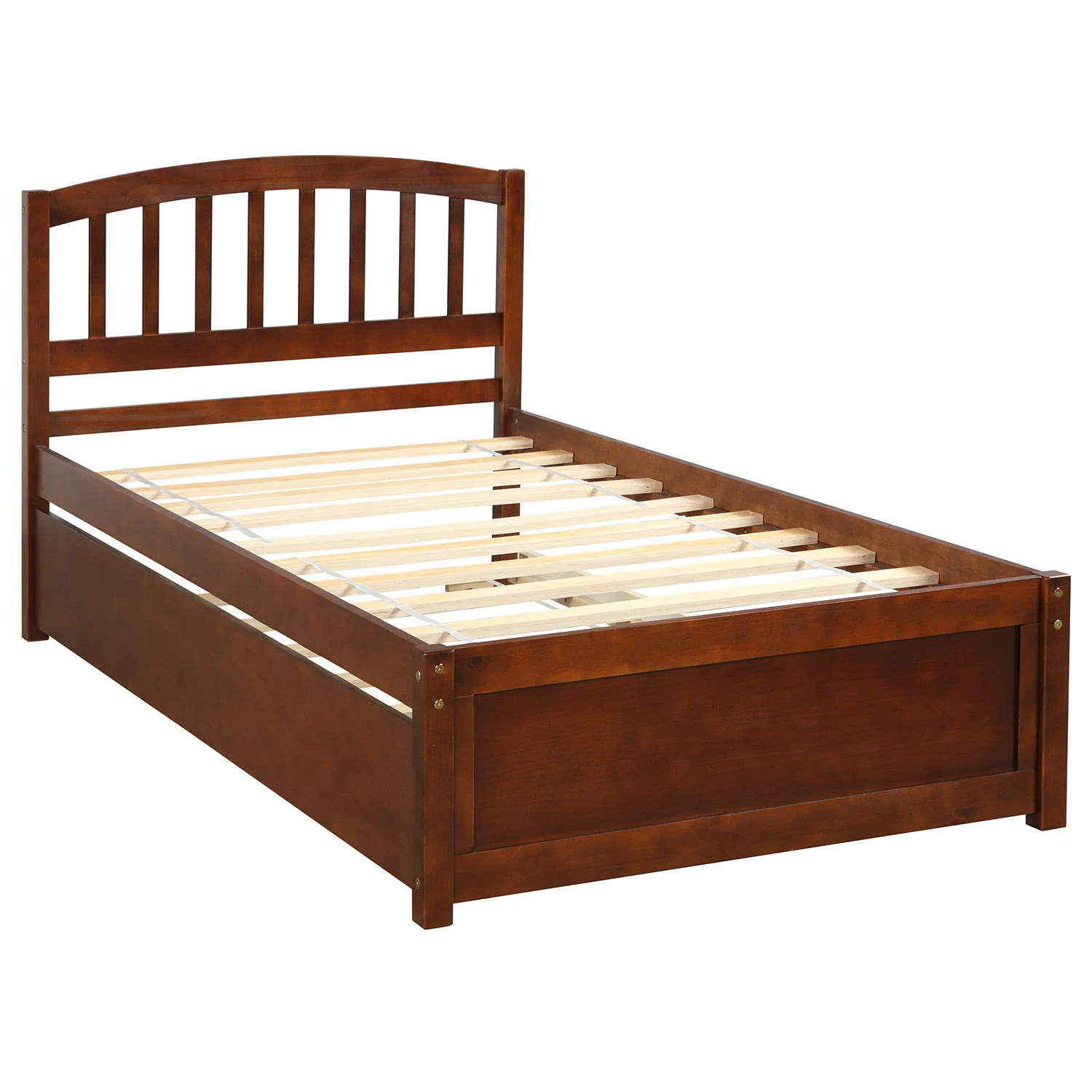 Platform Bed Wood Bed Frame With Trundle - Image 20