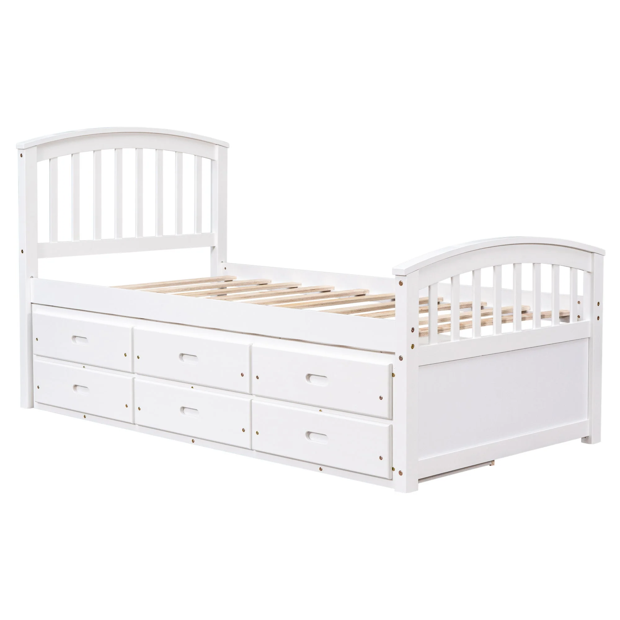 Platform Storage Bed Solid Wood Bed With 6 Drawers - Image 2
