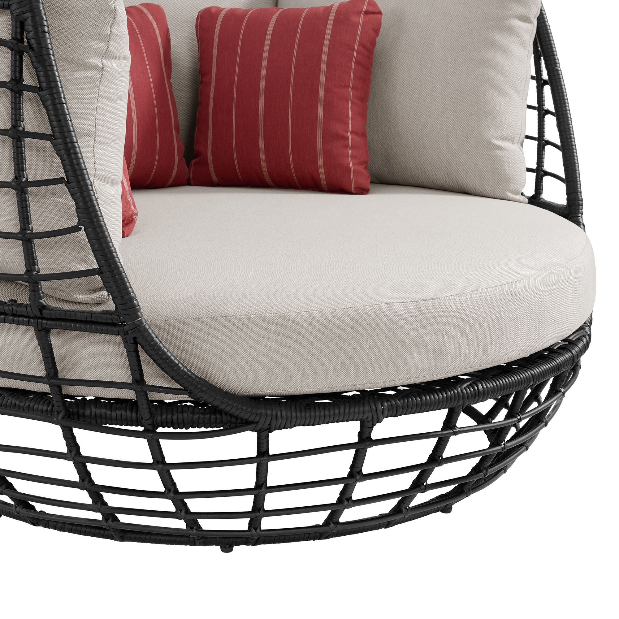 Playa - Twin Egg Chair With 3 Pillows - Dark Gray / Beige - Image 7