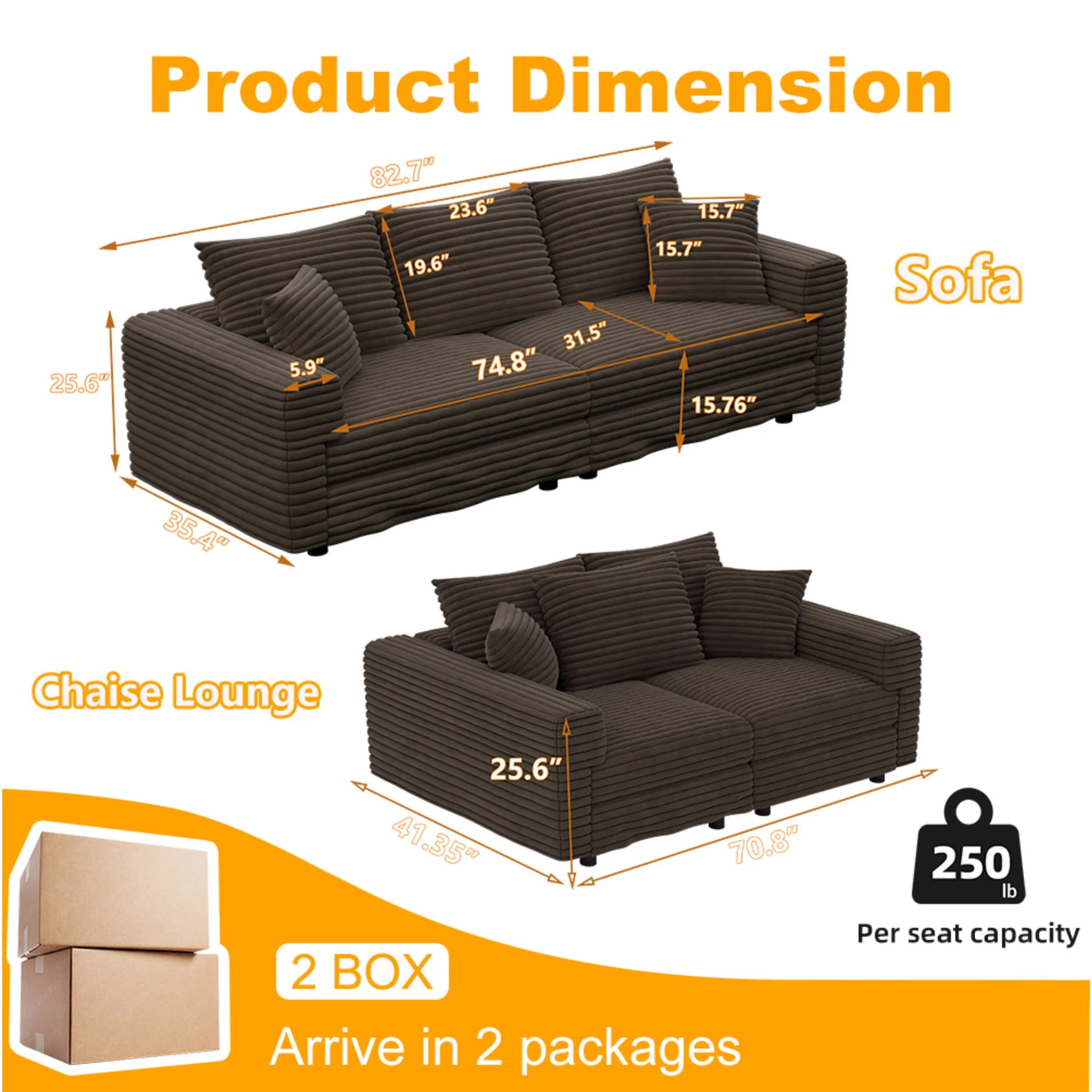 4 Seat Sofa, Modern Comfy Upholstered Sofa Cloud Couch, Deep Seat Couches With Soft Pillows - Image 30