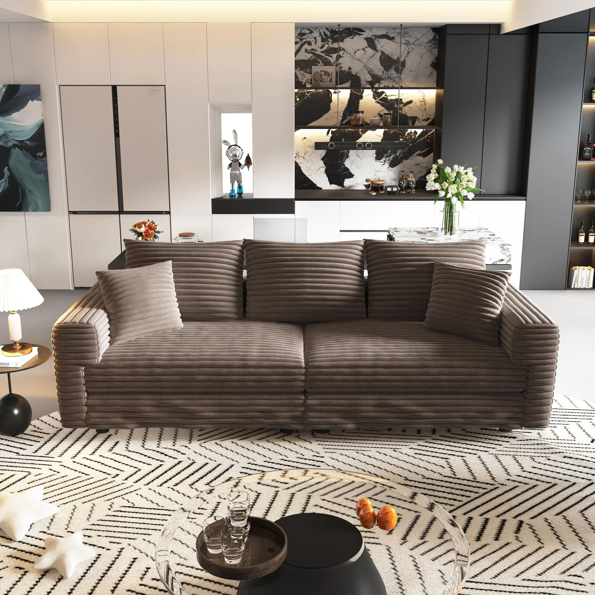 4 Seat Sofa, Modern Comfy Upholstered Sofa Cloud Couch, Deep Seat Couches With Soft Pillows - Image 39