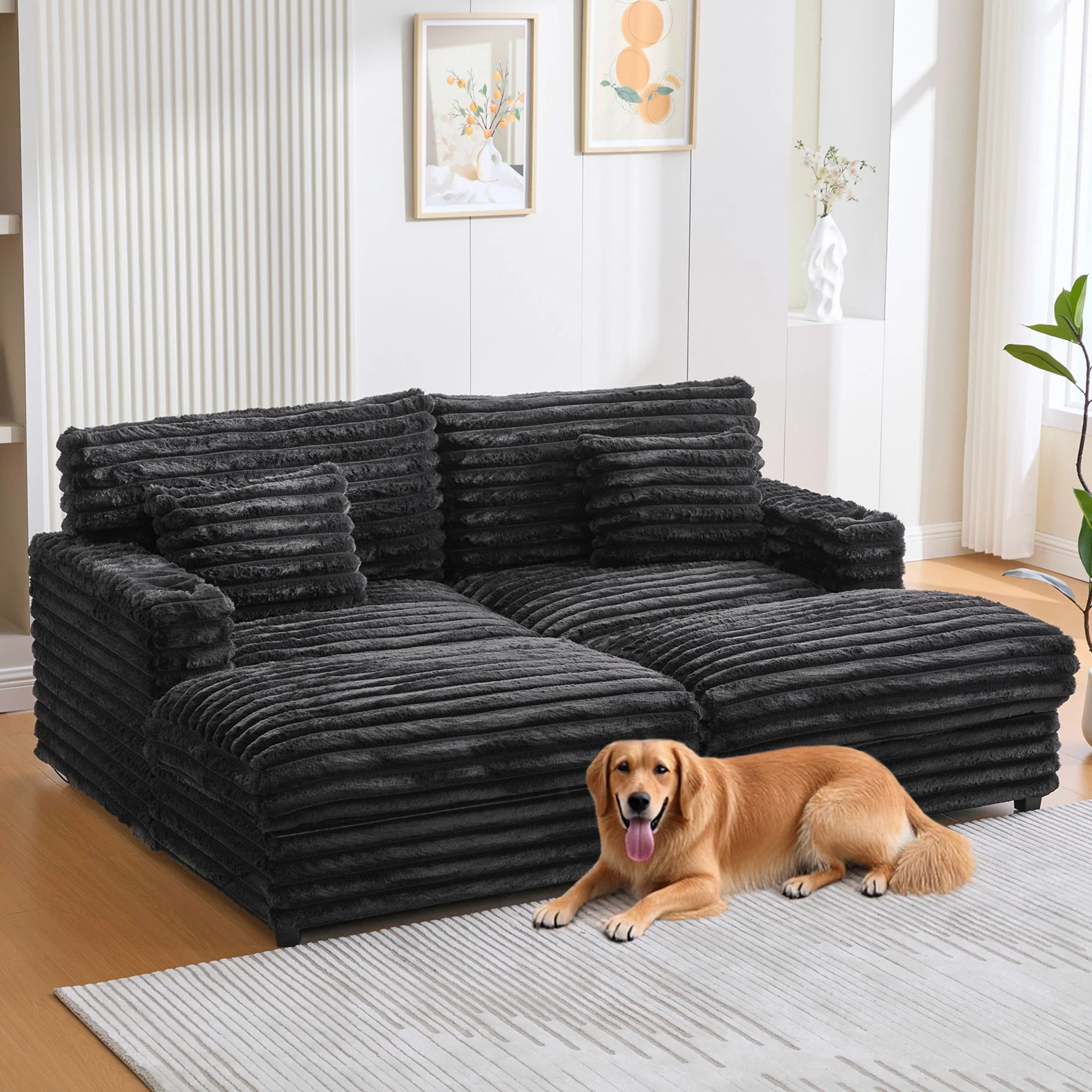 Oversized Double Chaise Lounge Sofa Bed With USB Ports And Cup Holders - Image 30