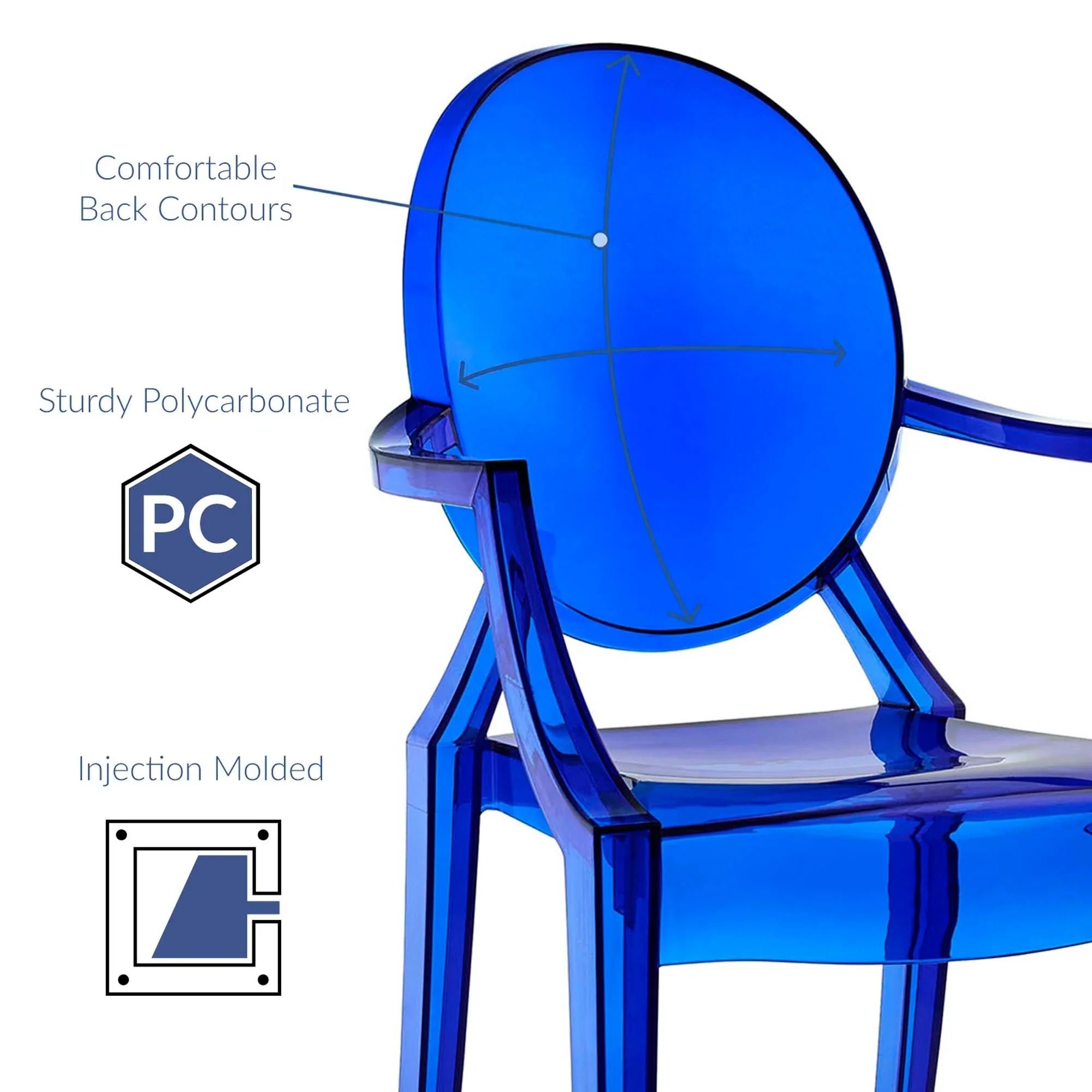 Polycarbonate Dining Armchair Set of 2 - Image 11