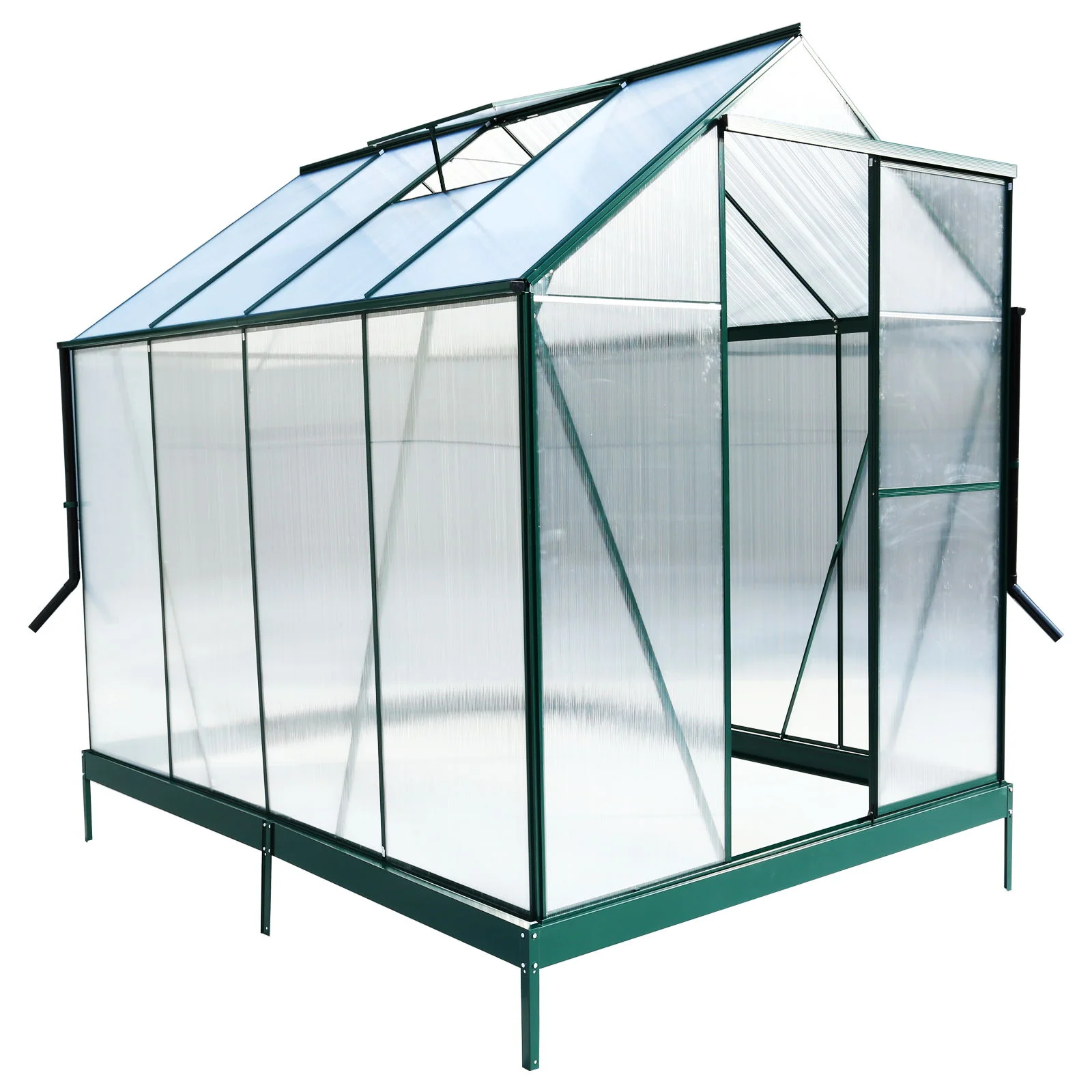 Polycarbonate house, Heavy Duty Outdoor Aluminum Walk-In House Kit With Rain Gutter, Vent And Door For Backyard Garden - Image 53