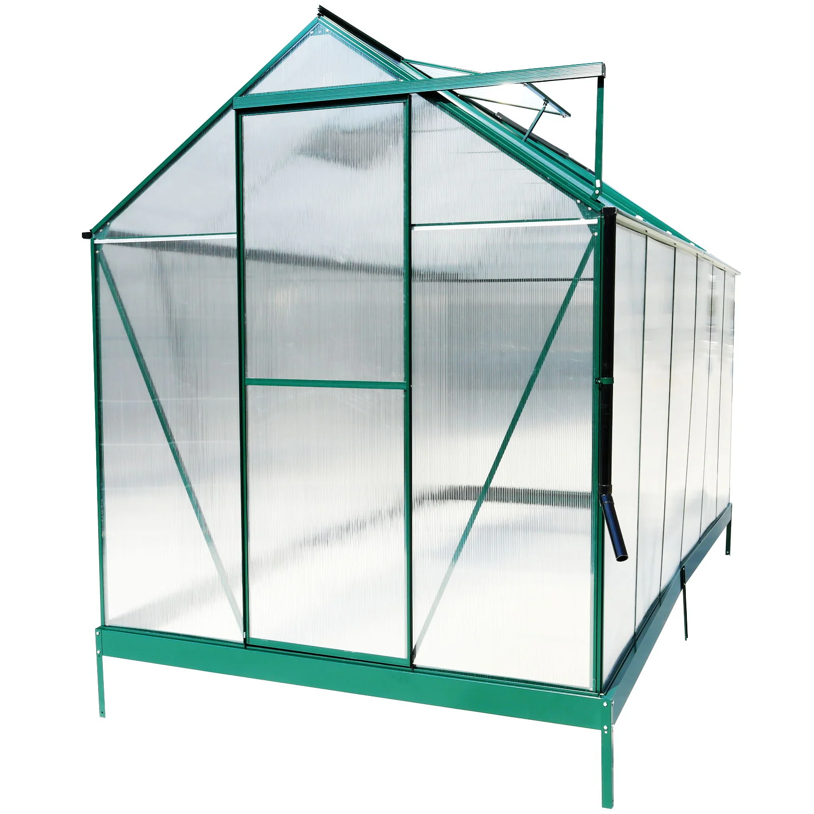 Polycarbonate house, Heavy Duty Outdoor Aluminum Walk-In House Kit With Rain Gutter, Vent And Door For Backyard Garden - Image 71