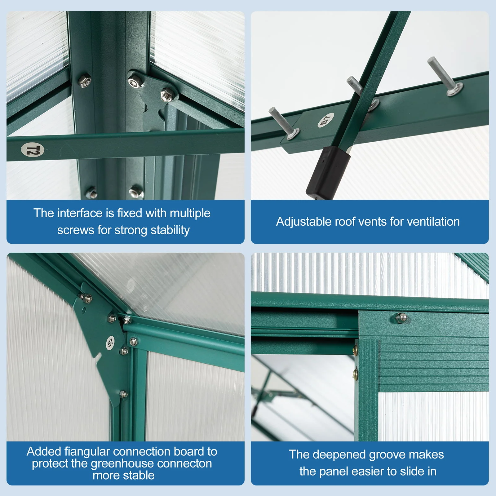 Polycarbonate house Raised Base And Anchor Aluminum Heavy Duty Walk-In houses For Outdoor Backyard In All Season - Image 36