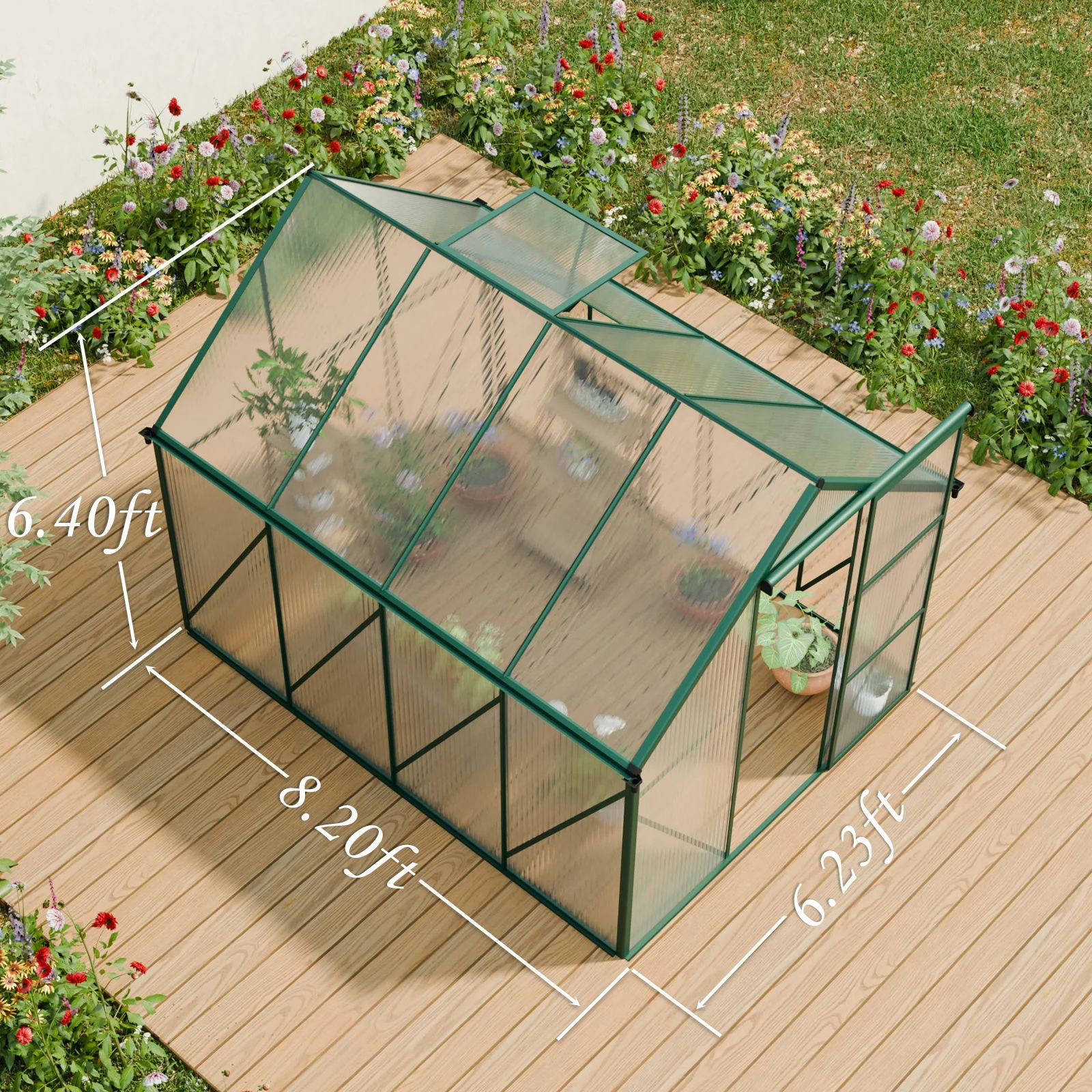 Polycarbonate house Raised Base And Anchor Aluminum Heavy Duty Walk-In houses For Outdoor Backyard In All Season - Image 61