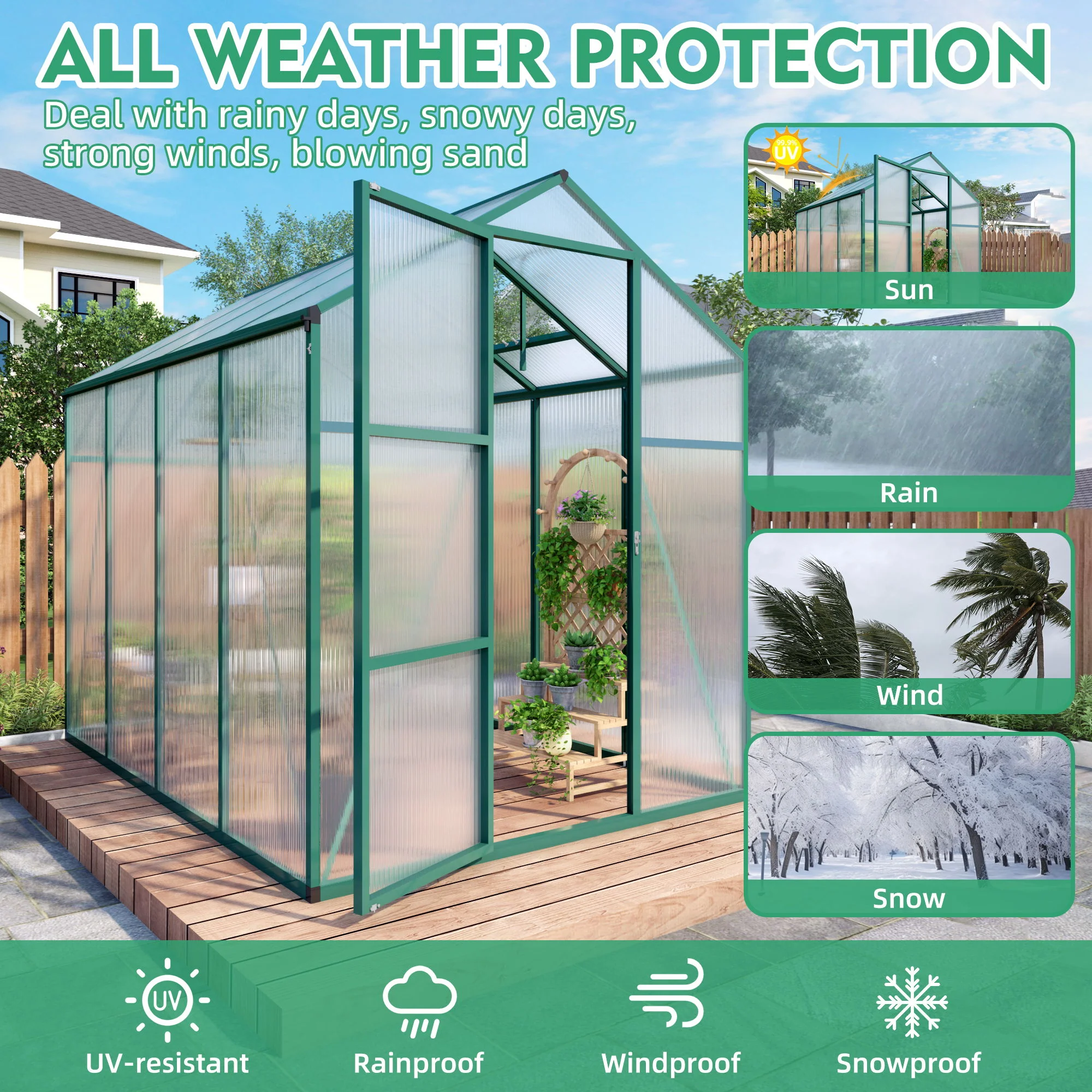 Polycarbonate Walk-In house, Raised Base For Outdoor In All Season - Image 6